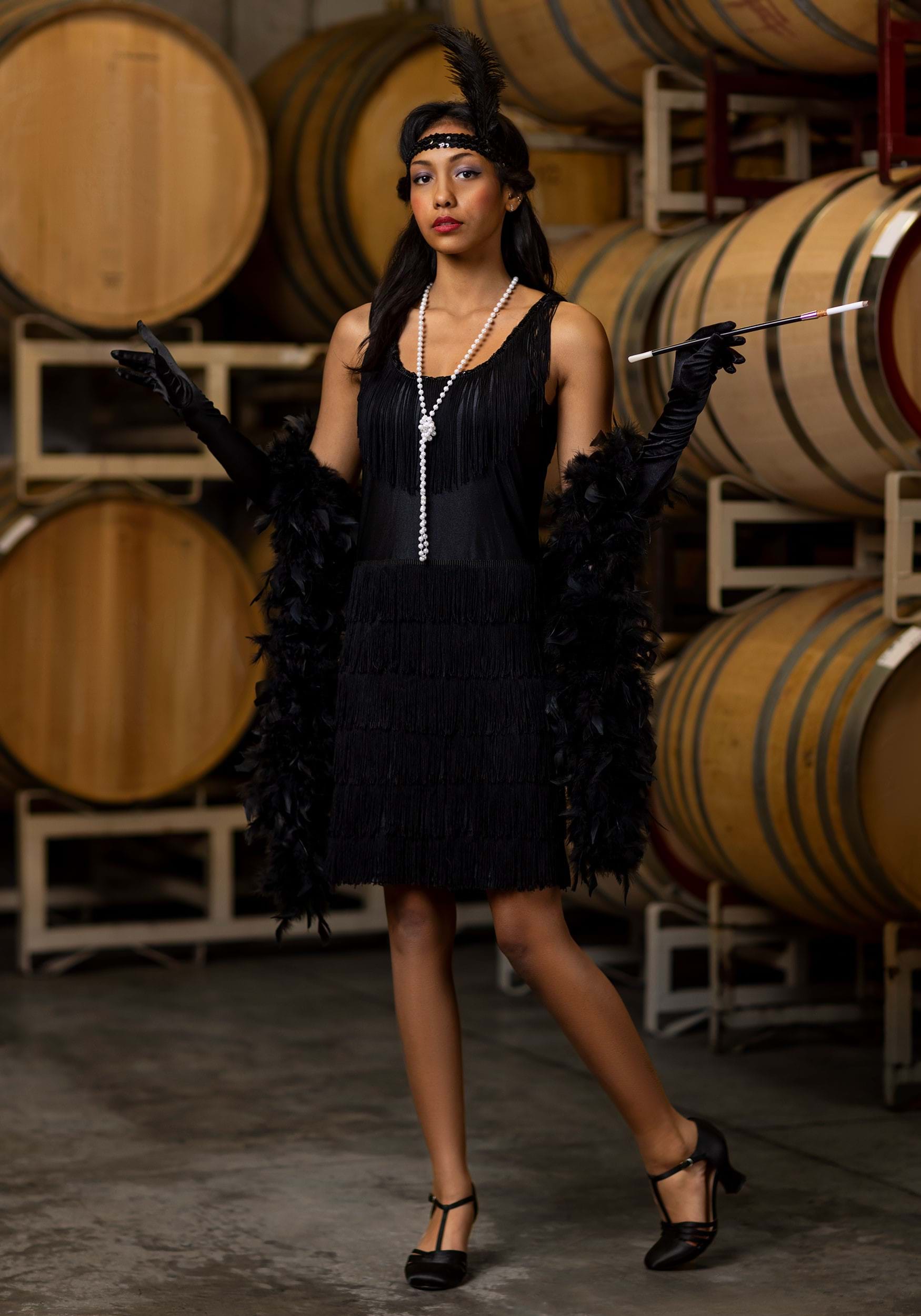 Women's Black 1920's Fringe Flapper Costume