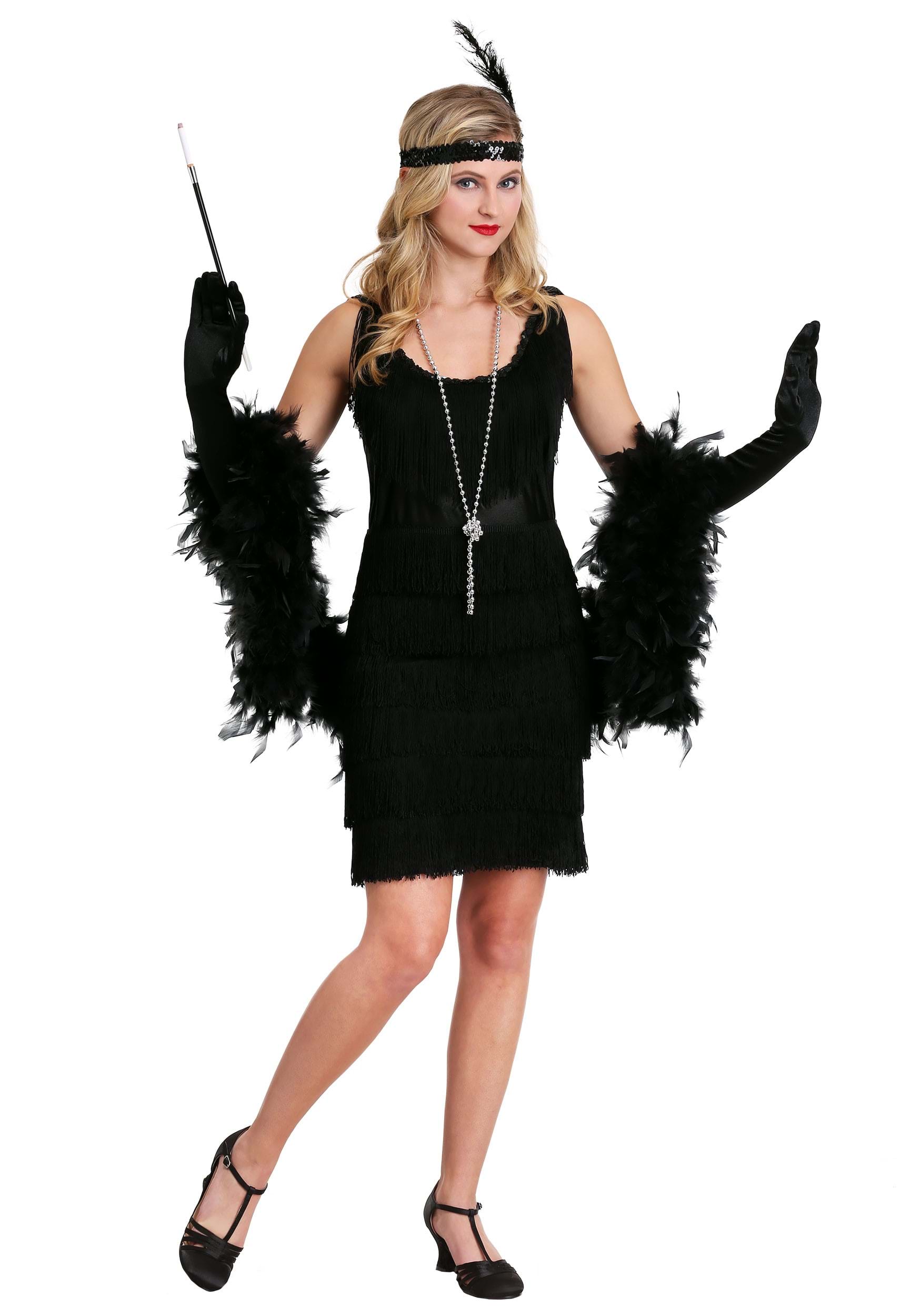 Women's Black 1920's Fringe Flapper Costume