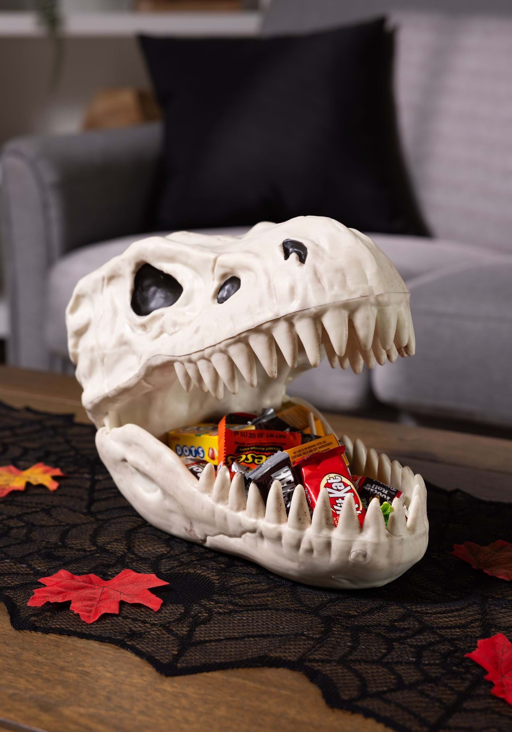 7.5-Inch Candy Bowl T-Rex Skull Skeleton Decoration