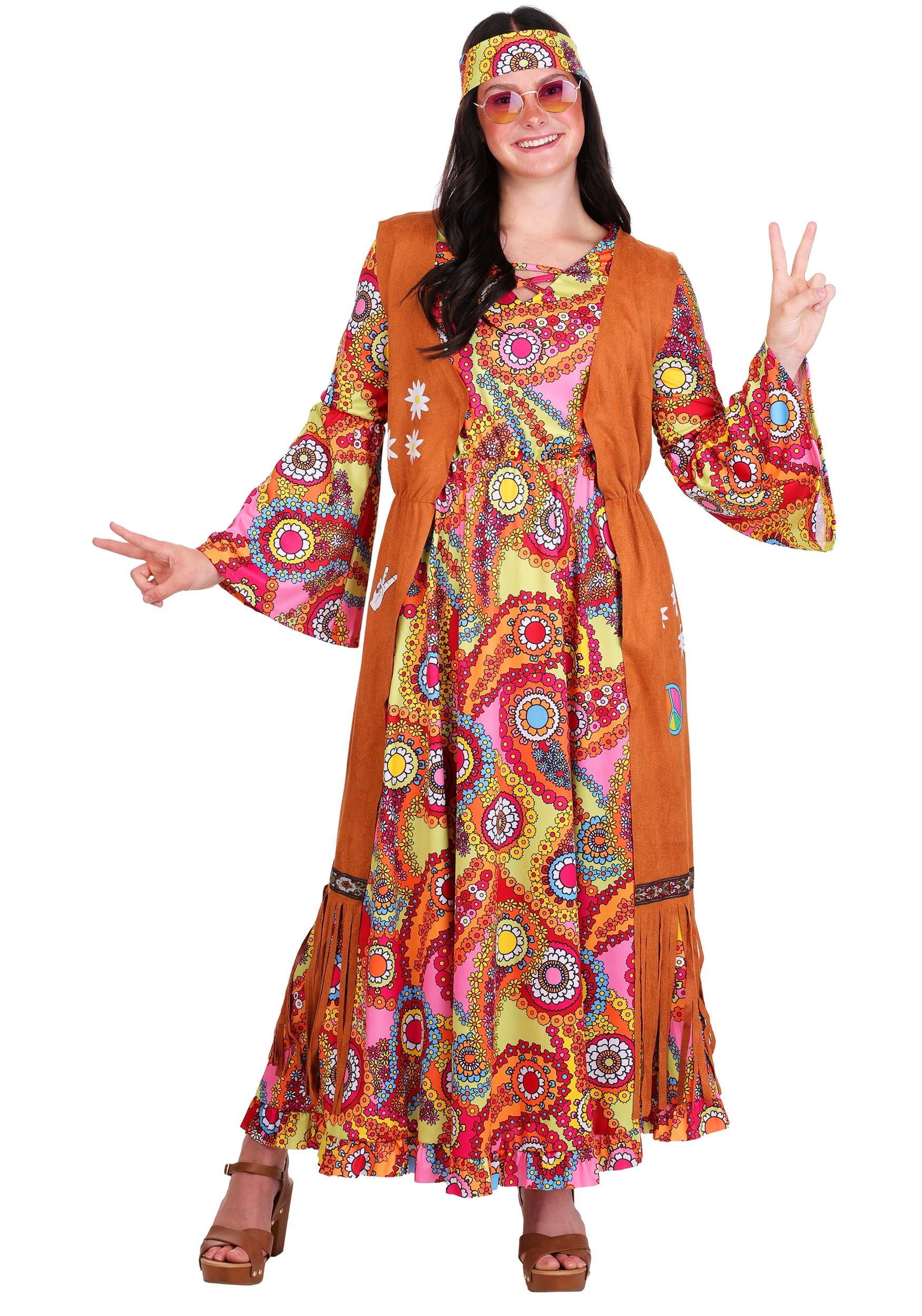 Women's 70s Woodstock Hippie Costume Dress