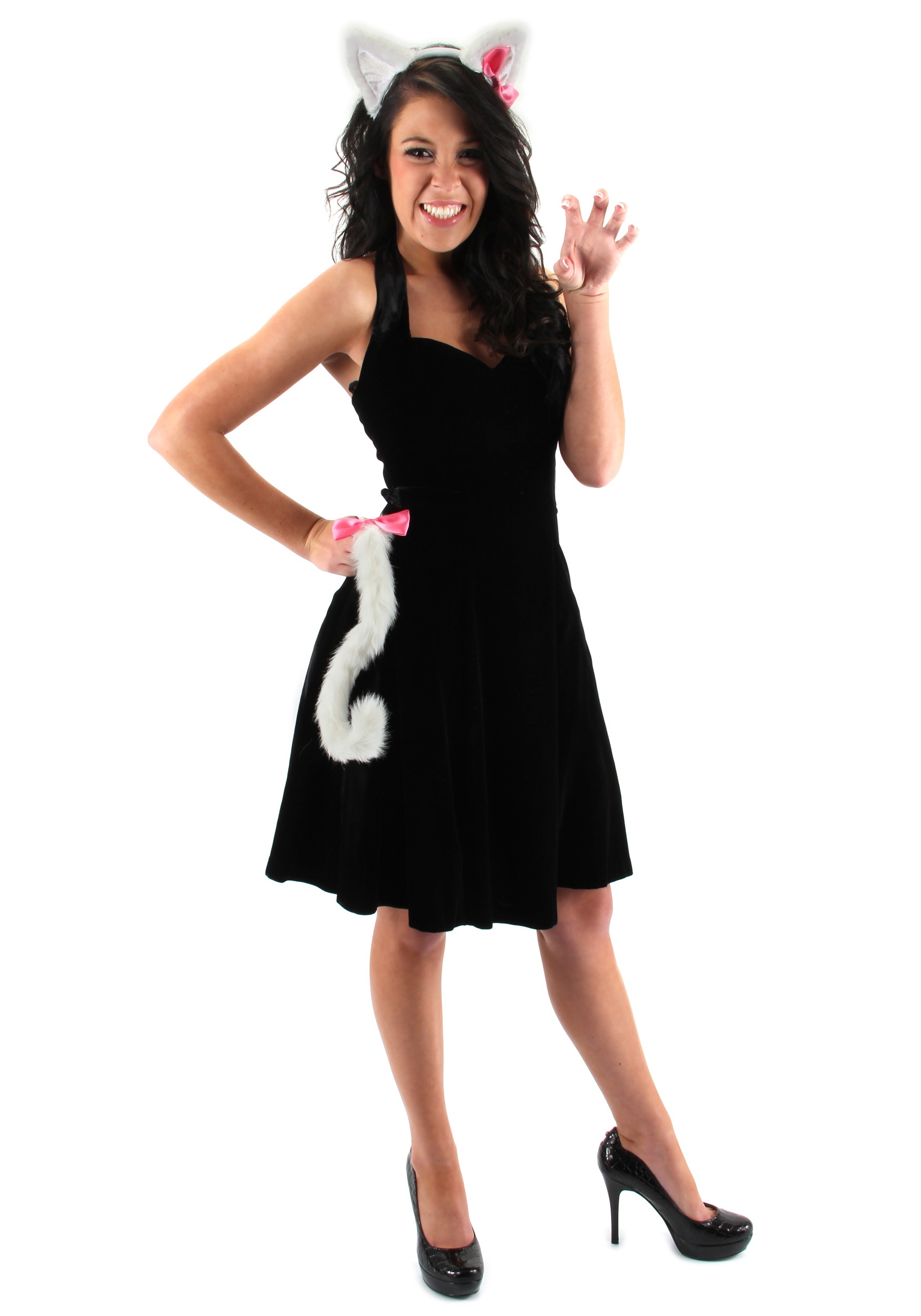 Cute White Kitty Ears & Tail Costume Accessory Set 1 Cute White Kitty Ears & Tail Costume Accessory Set