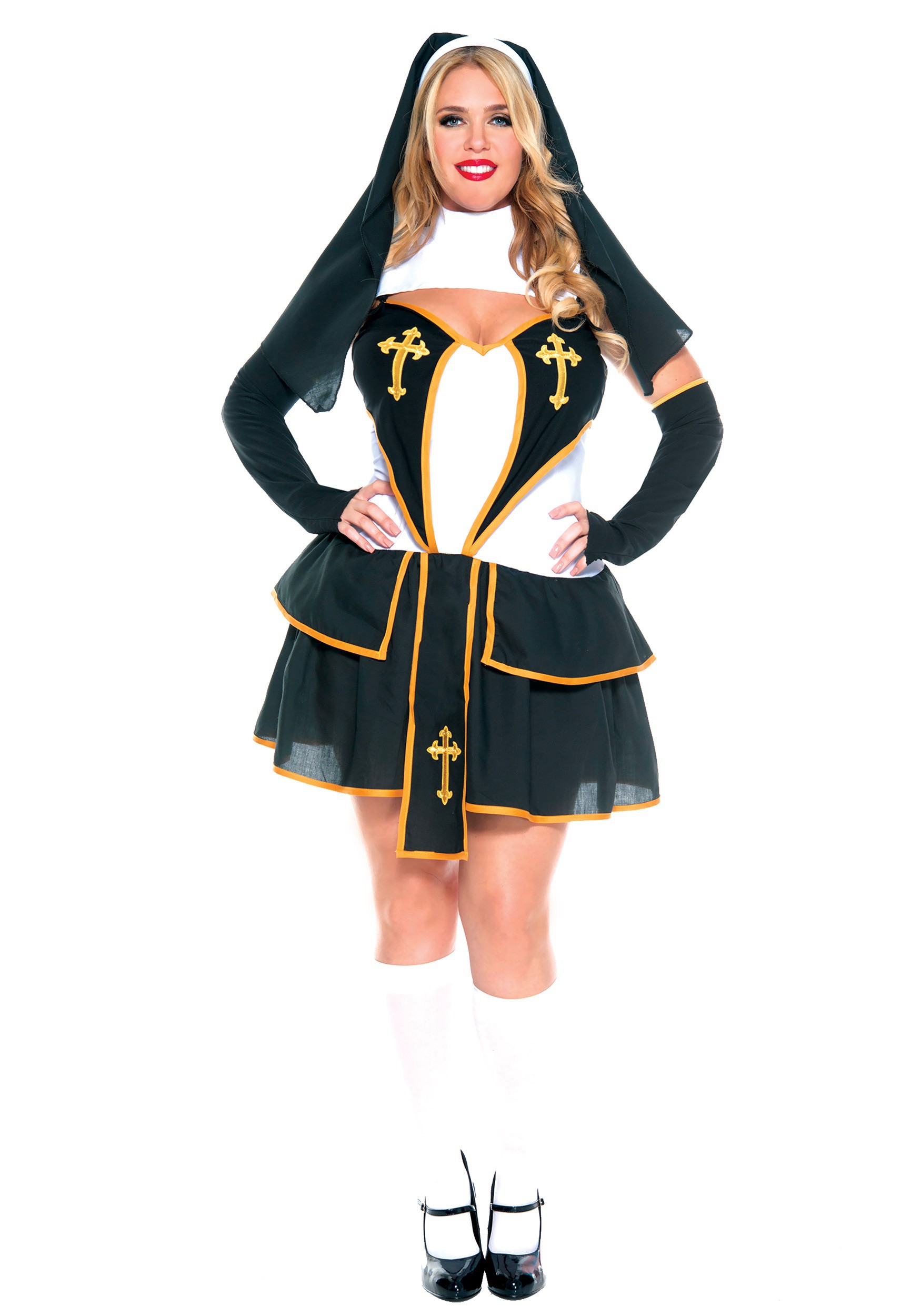Plus Size Flirty Nun Costume for Women 1 Plus Size Flirty Nun Costume for Women