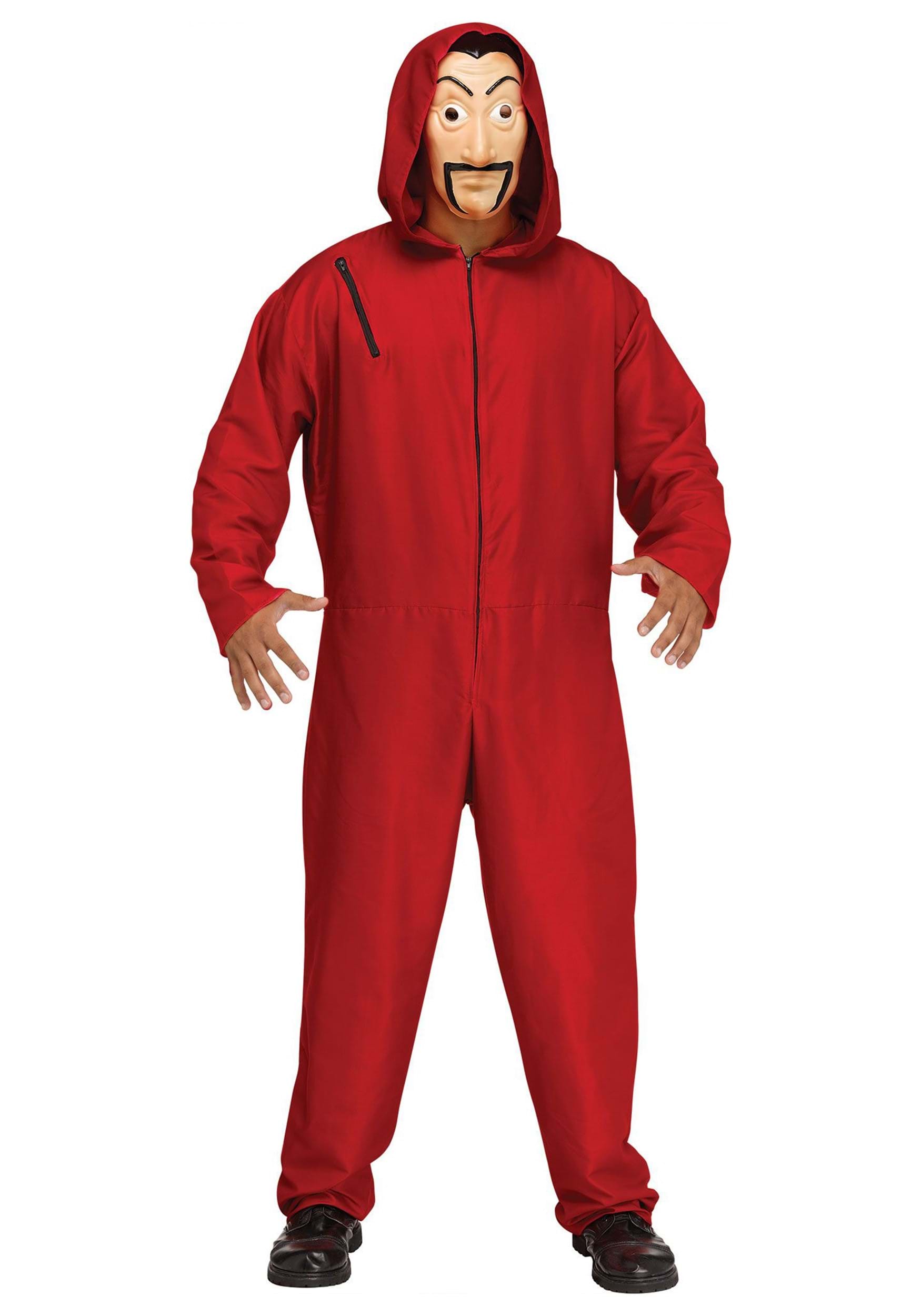 Red Bank Robber Costume for Adults