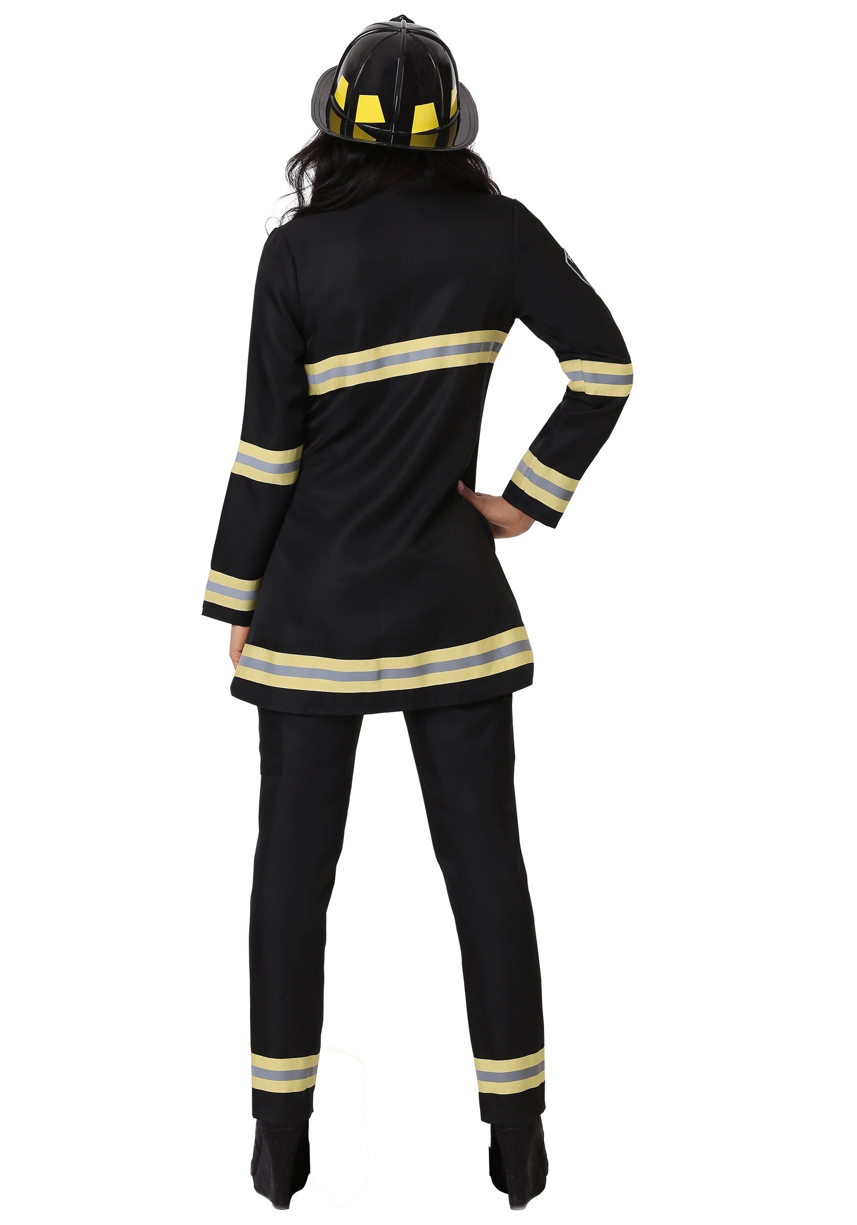 Women's Plus Size Black Firefighter Costume 2 Women's Plus Size Black Firefighter Costume
