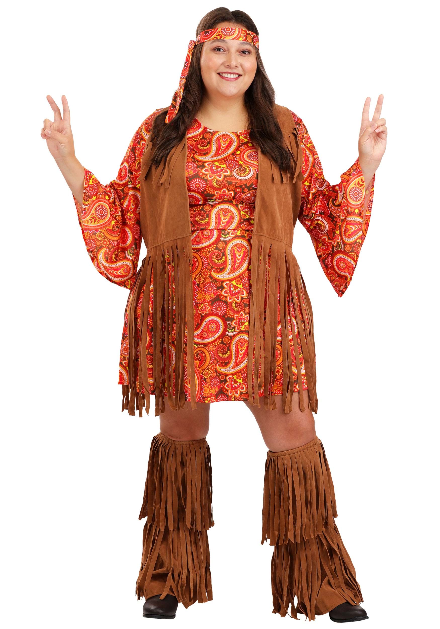 Plus Size Fringe Hippie Costume for Women 1 Plus Size Fringe Hippie Costume for Women