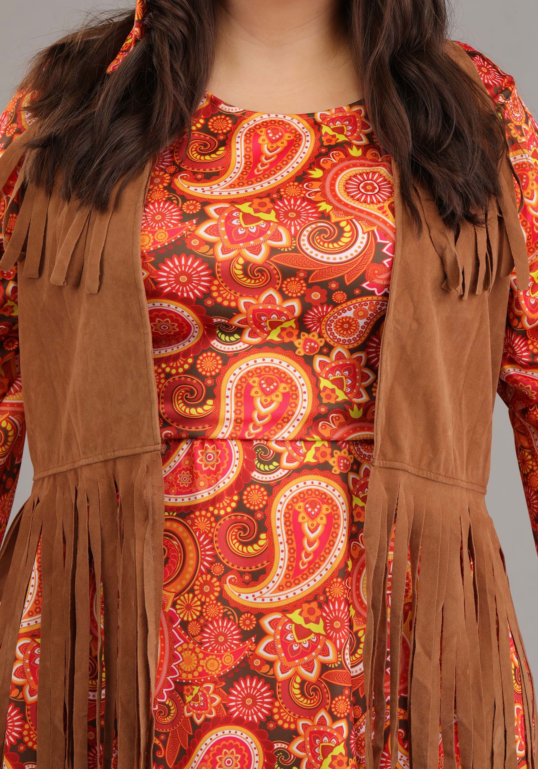 Plus Size Fringe Hippie Costume for Women 3 Plus Size Fringe Hippie Costume for Women
