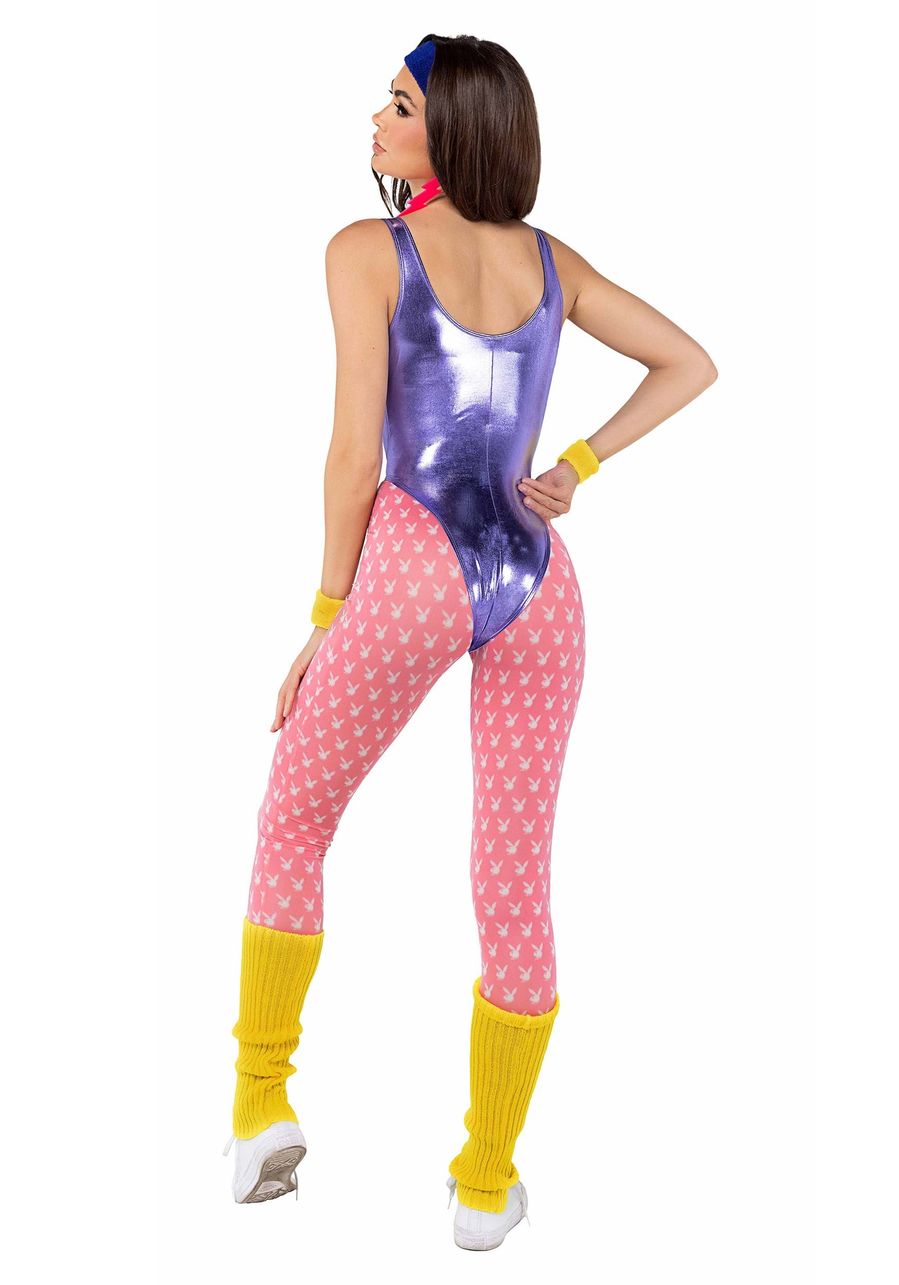 Women's 80s Playboy Bunny Workout Costume 2 Women's 80s Playboy Bunny Workout Costume