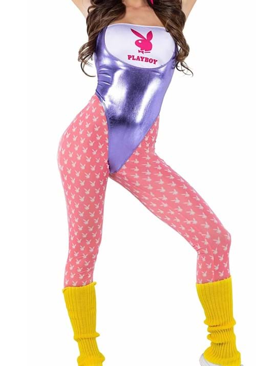 Women's 80s Playboy Bunny Workout Costume 3 Women's 80s Playboy Bunny Workout Costume