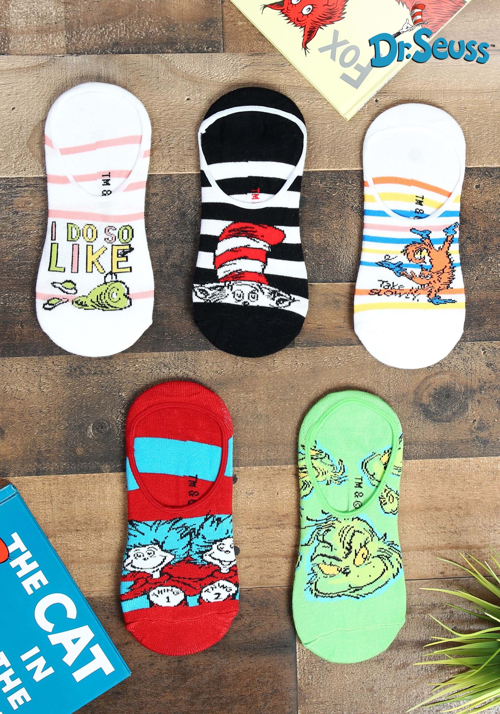 Dr. Seuss No Show 5 Pairs Sock Set for Adults