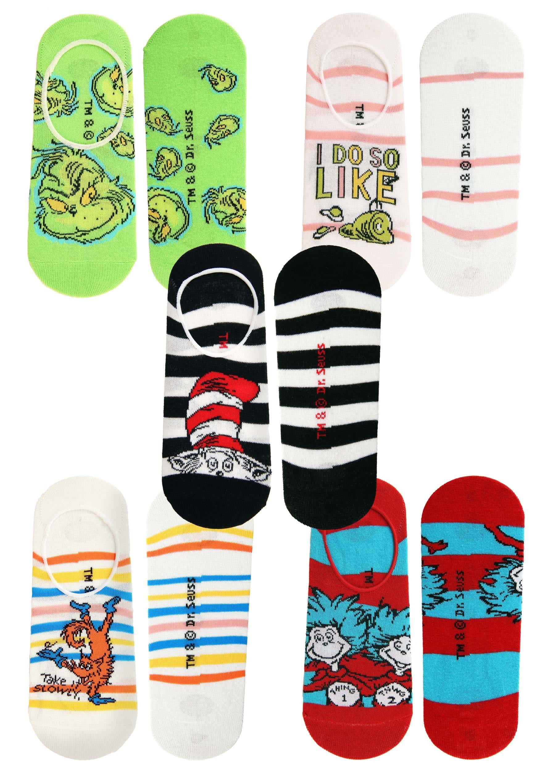 Dr. Seuss No Show 5 Pairs Sock Set for Adults