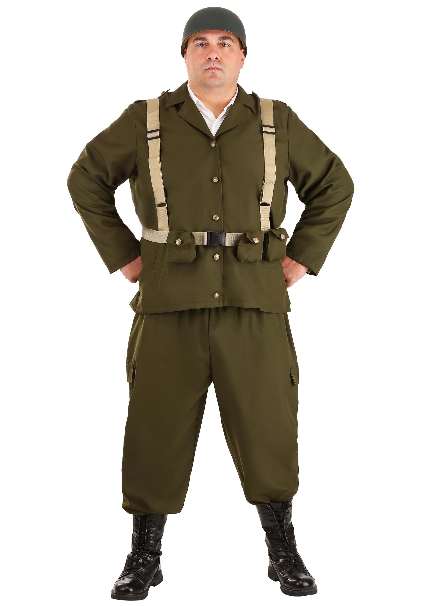 Men's Plus Size Deluxe WW2 Soldier Costume
