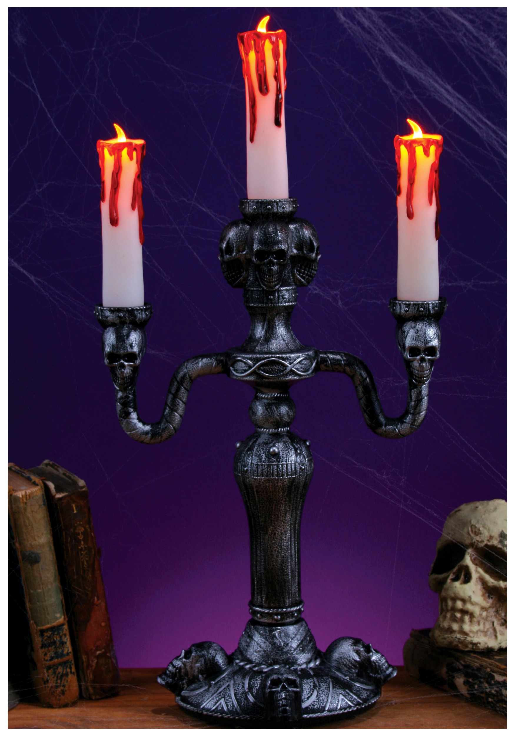 14-Inch Gothic Skull LED Candelabra Decoration 1 14-Inch Gothic Skull LED Candelabra Decoration