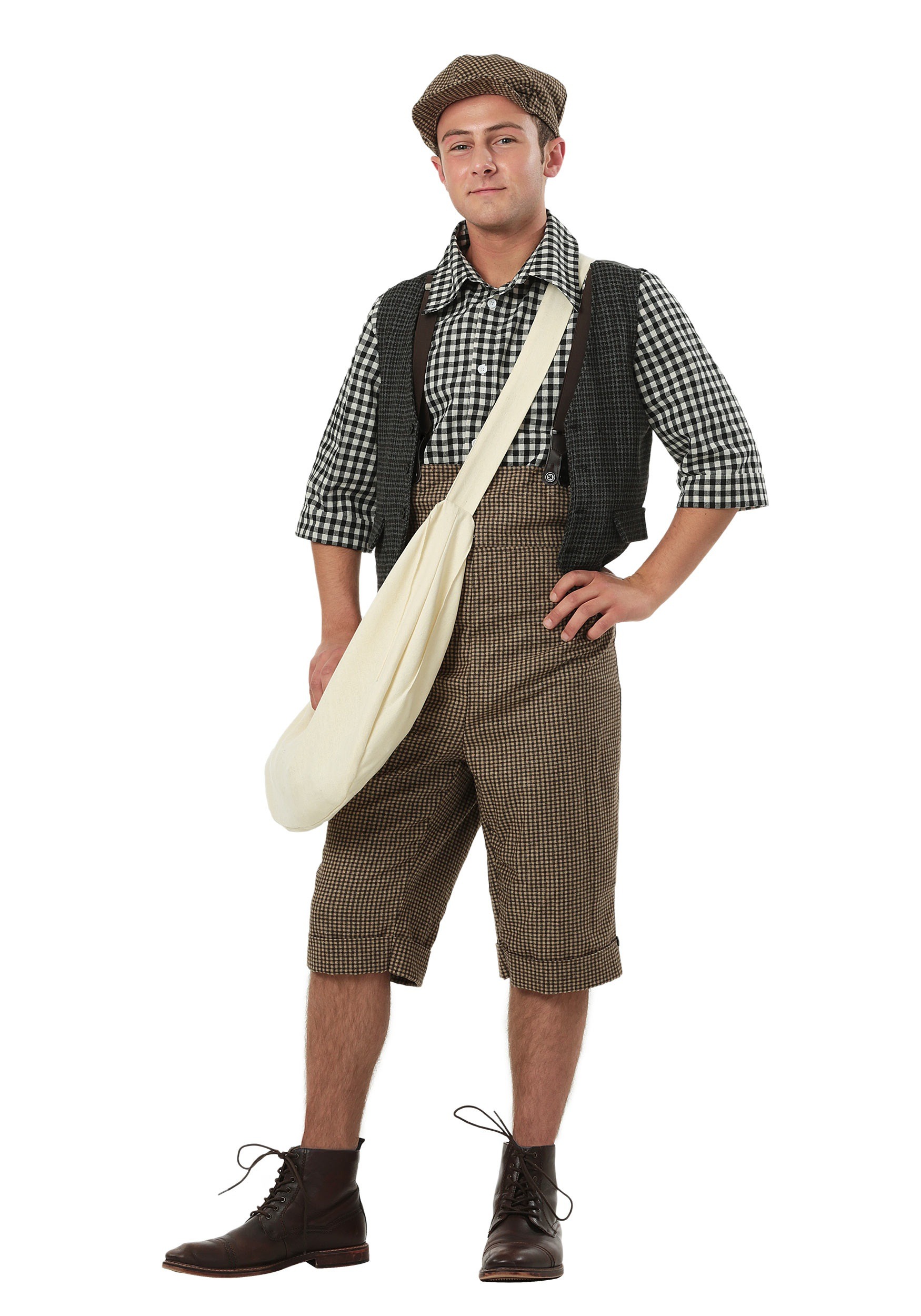 Men's Plus Size 20s Newsie Costume