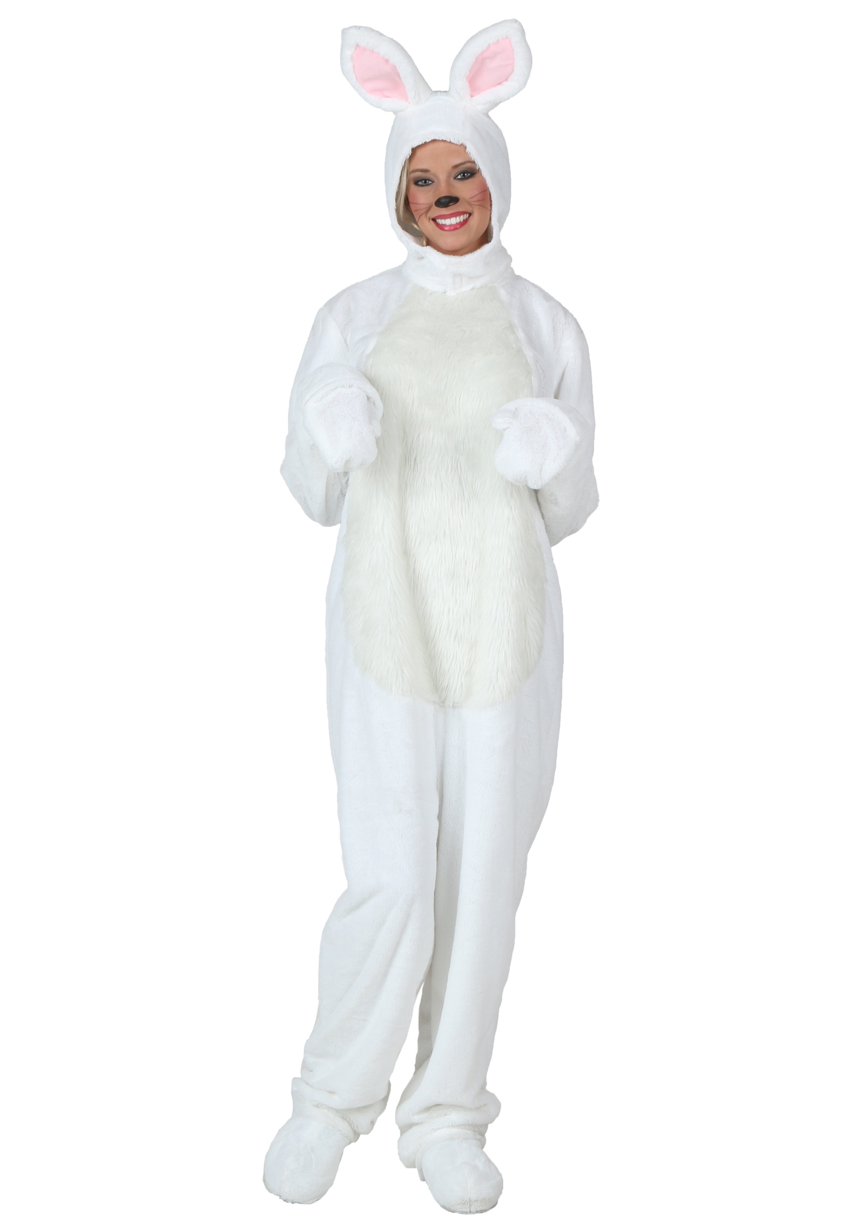 Adult Plus Size Open Face White Bunny Costume