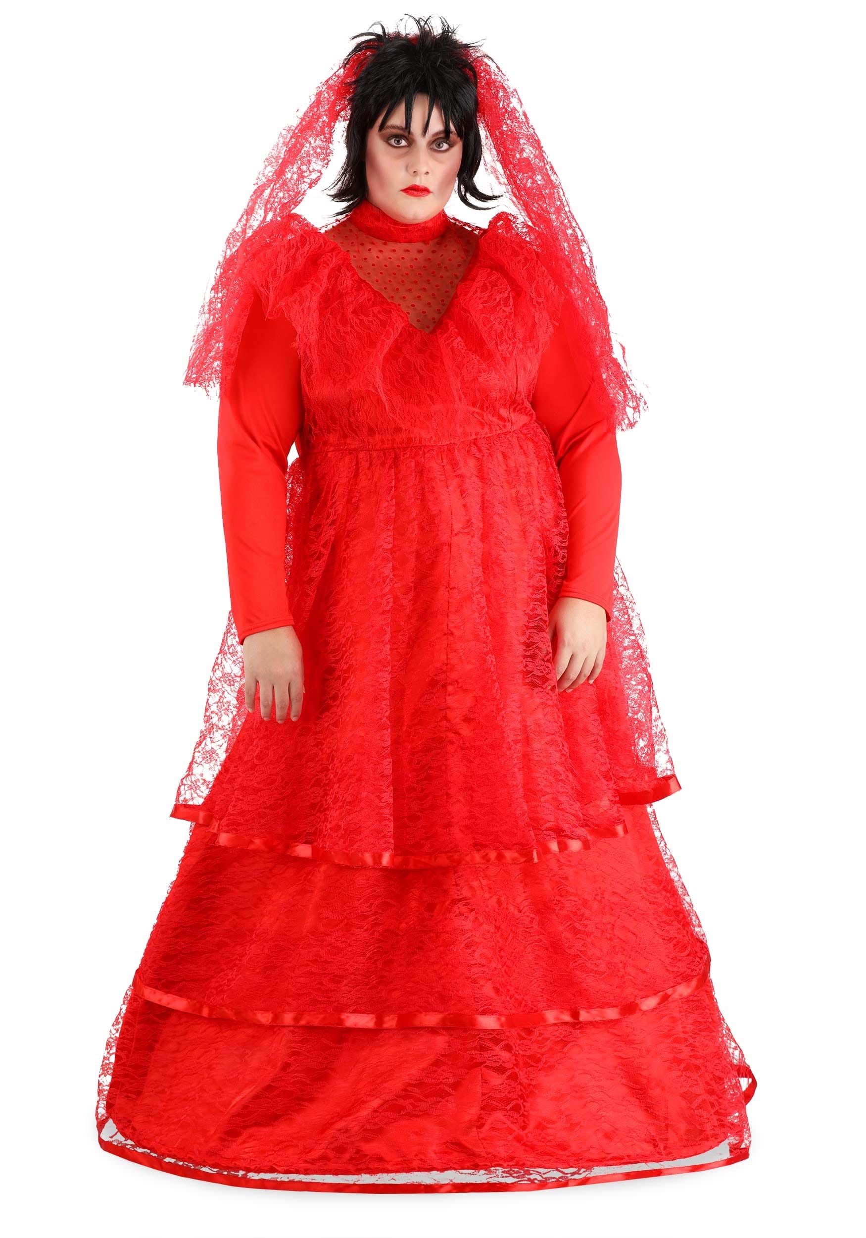 Plus Size Red Gothic Wedding Dress Costume for Women