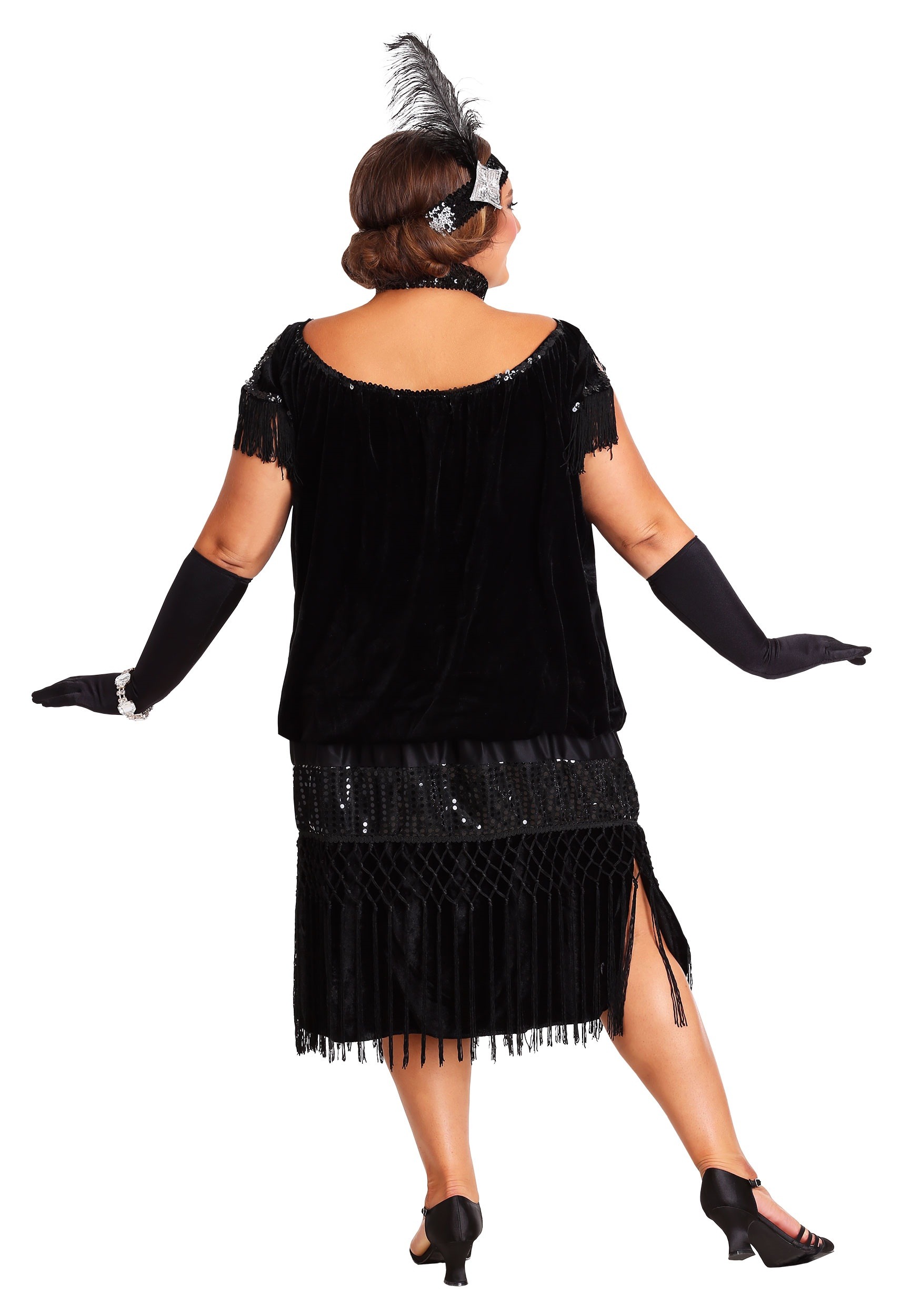 Deluxe Black Flapper Plus Size Women's Costume
