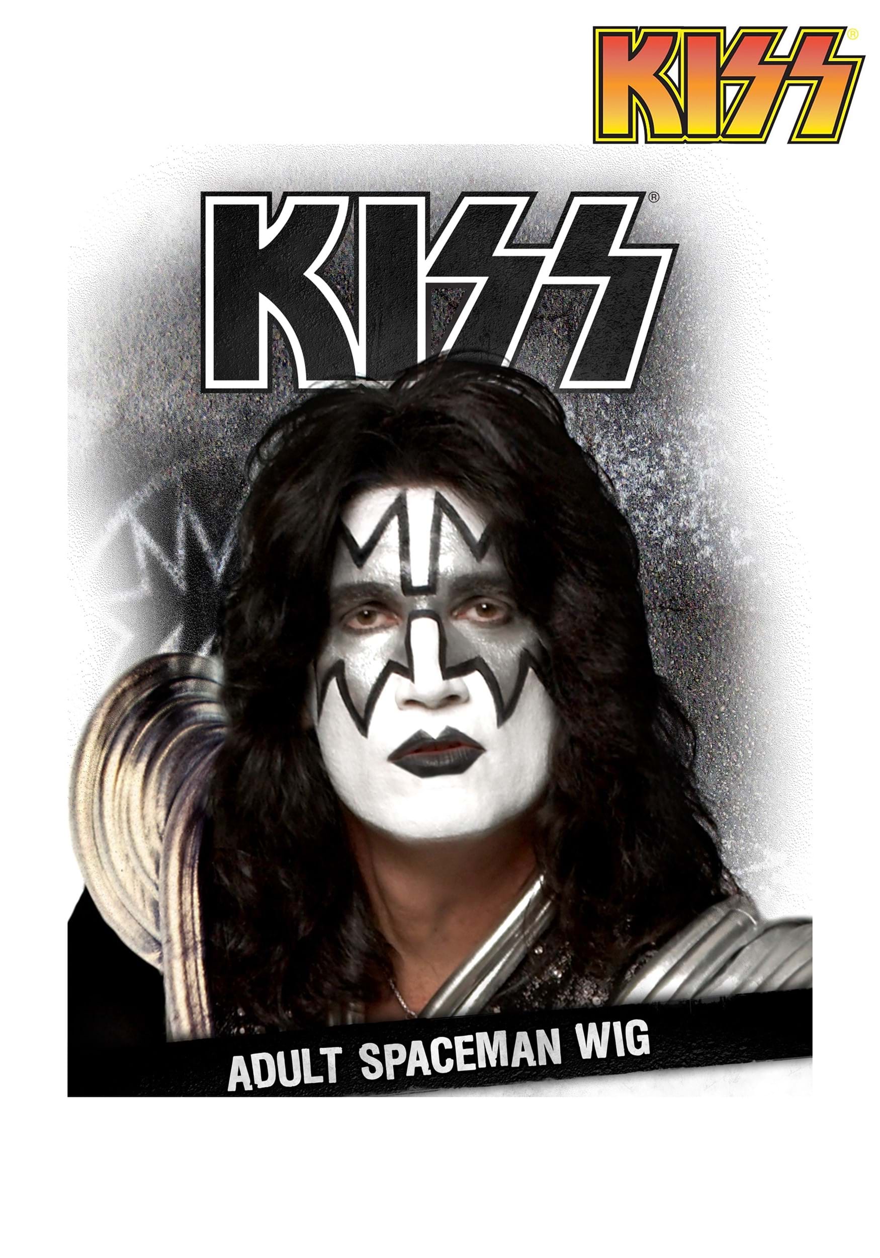 Men's KISS Spaceman Black Costume Wig 1 Men's KISS Spaceman Black Costume Wig