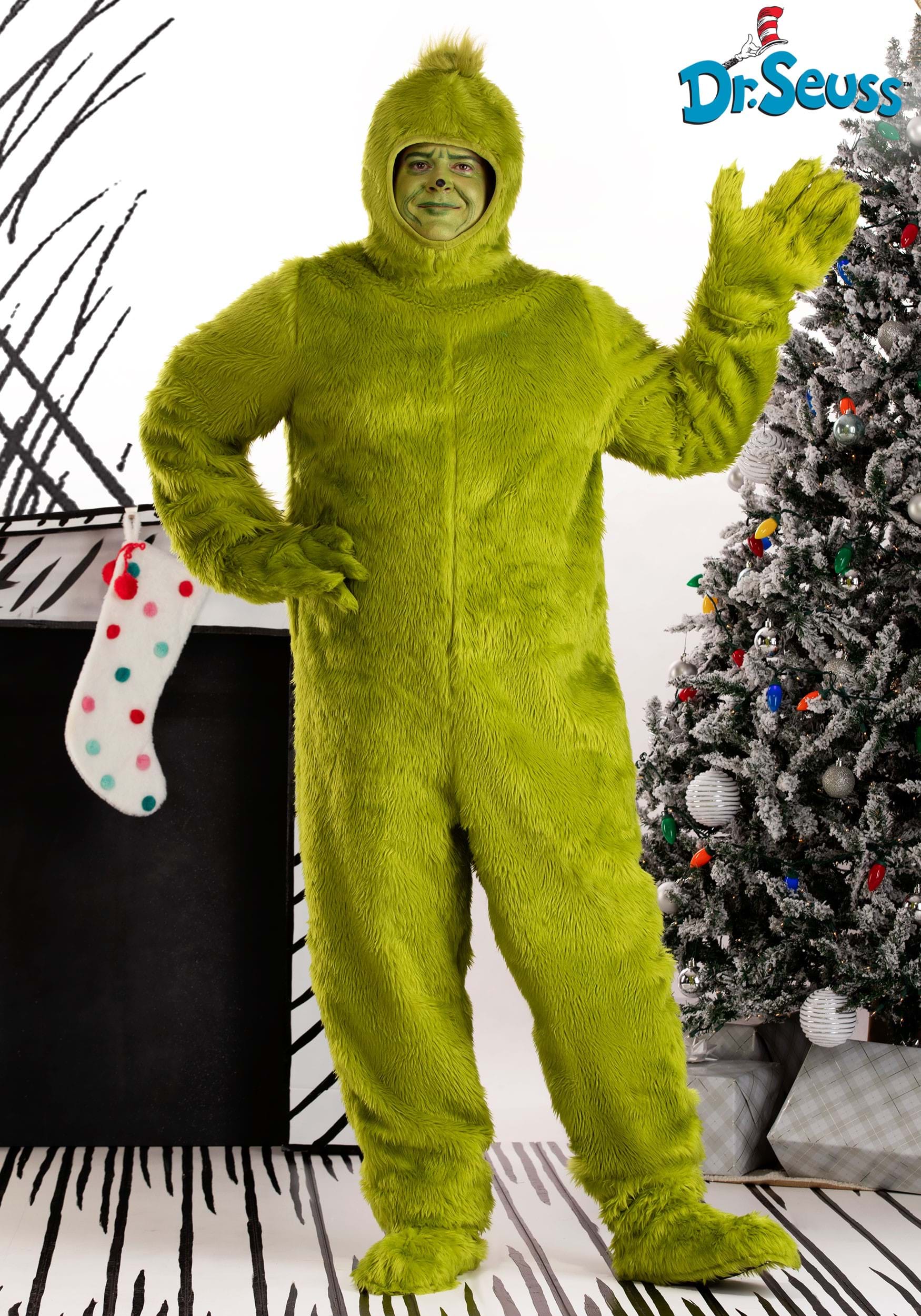 Plus Size Dr. Seuss Grinch Open Face Costume