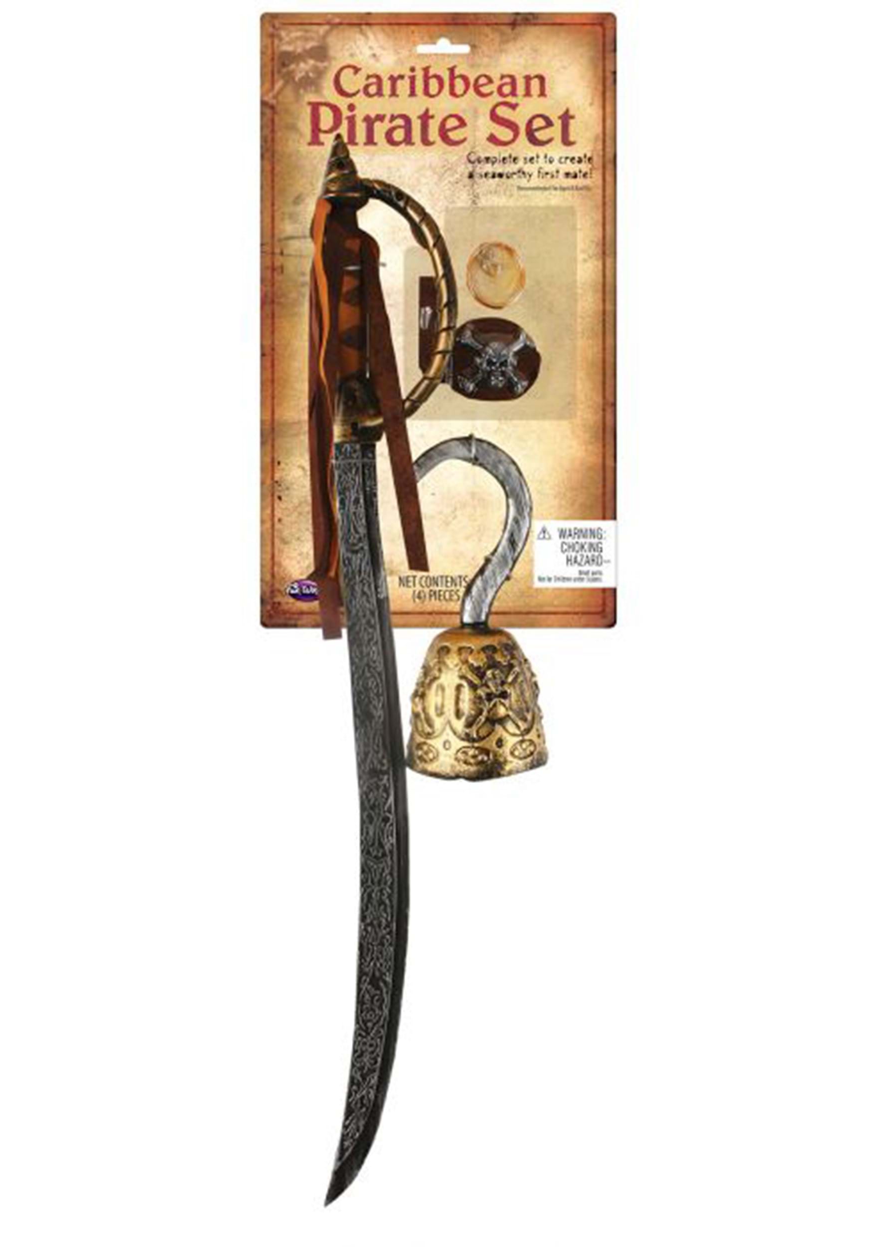 Caribbean Pirate Sword & Accessory Costume Kit 2 Caribbean Pirate Sword & Accessory Costume Kit
