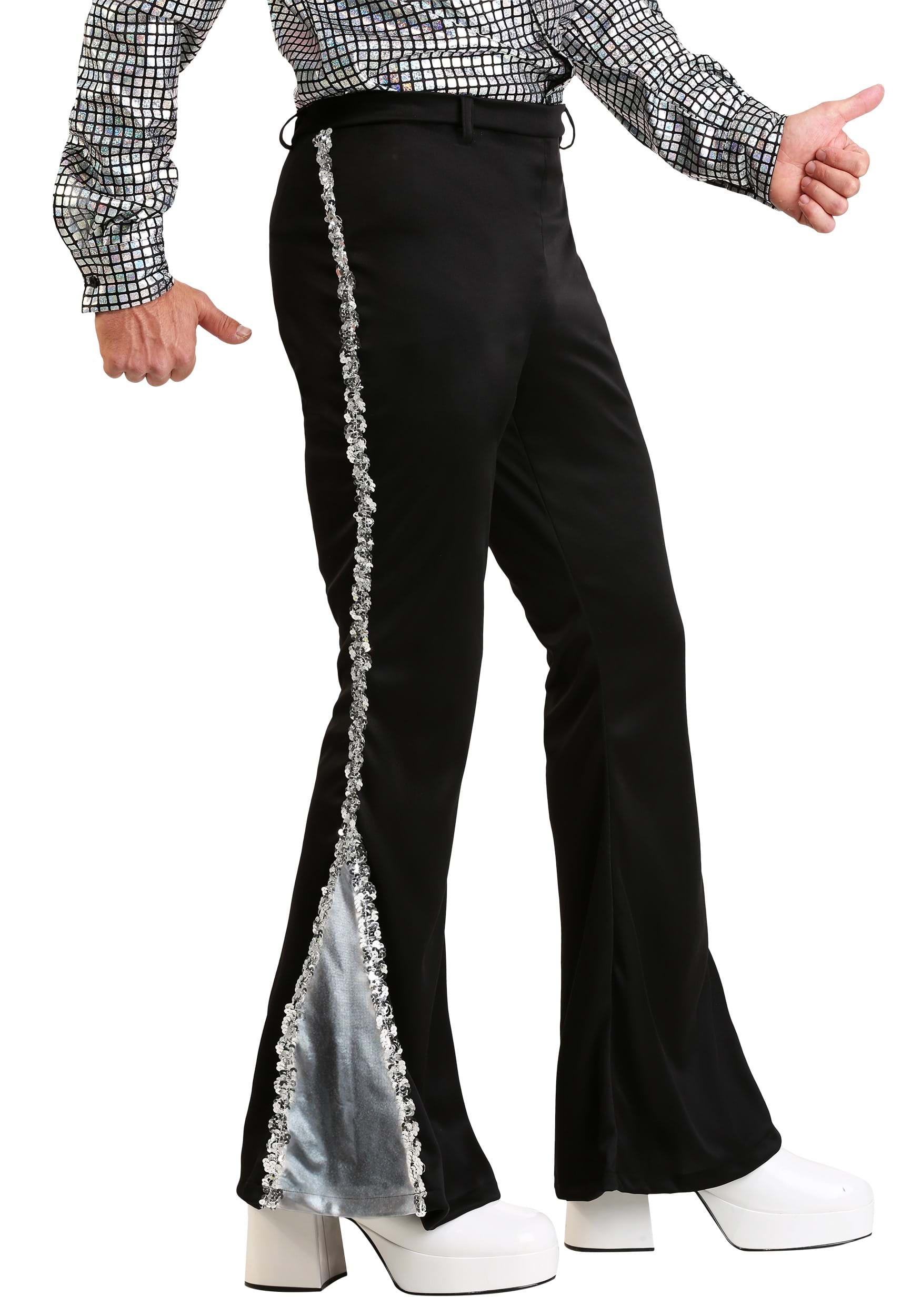 Plus Size Silver Sequin Disco Pants for Men 1 Plus Size Silver Sequin Disco Pants for Men