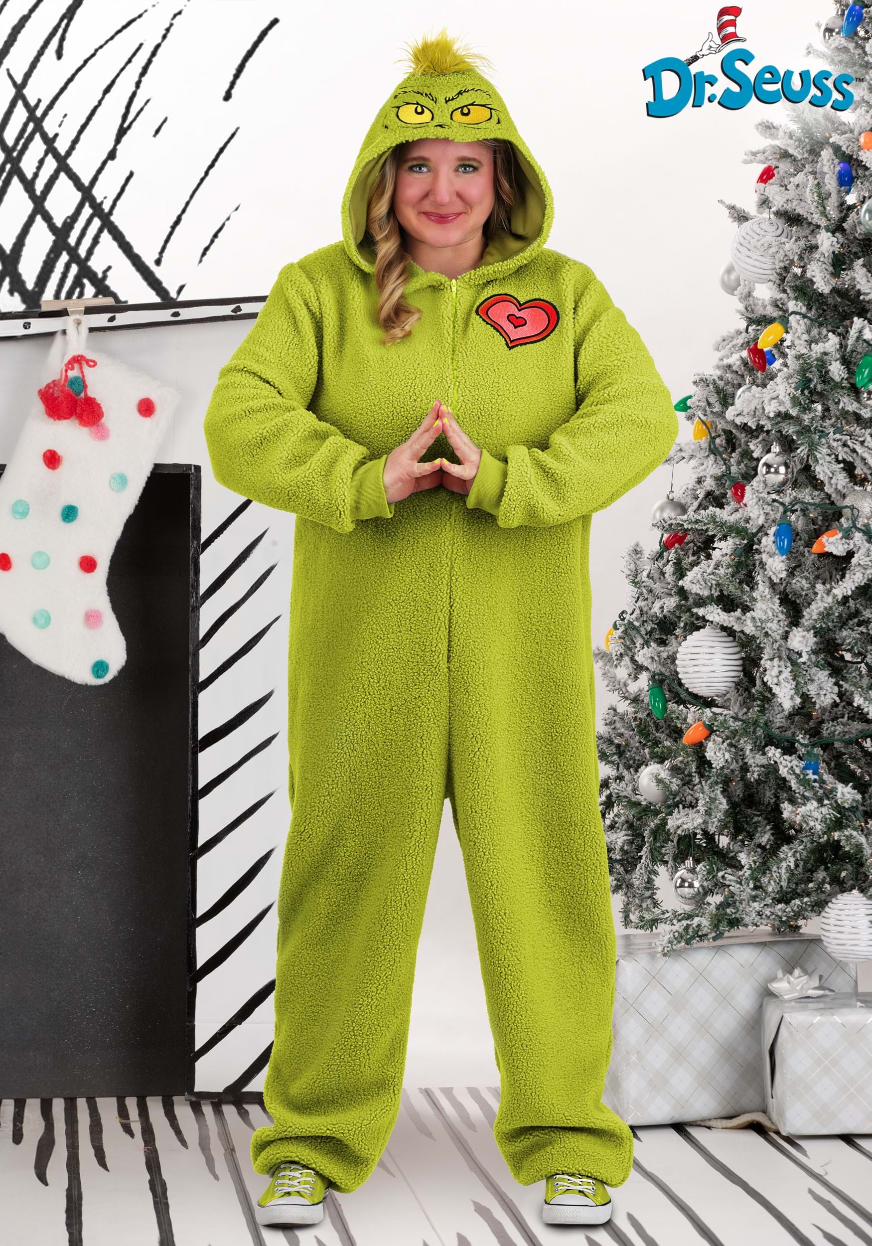 Adult Plus Size Grinch Costume Onesie