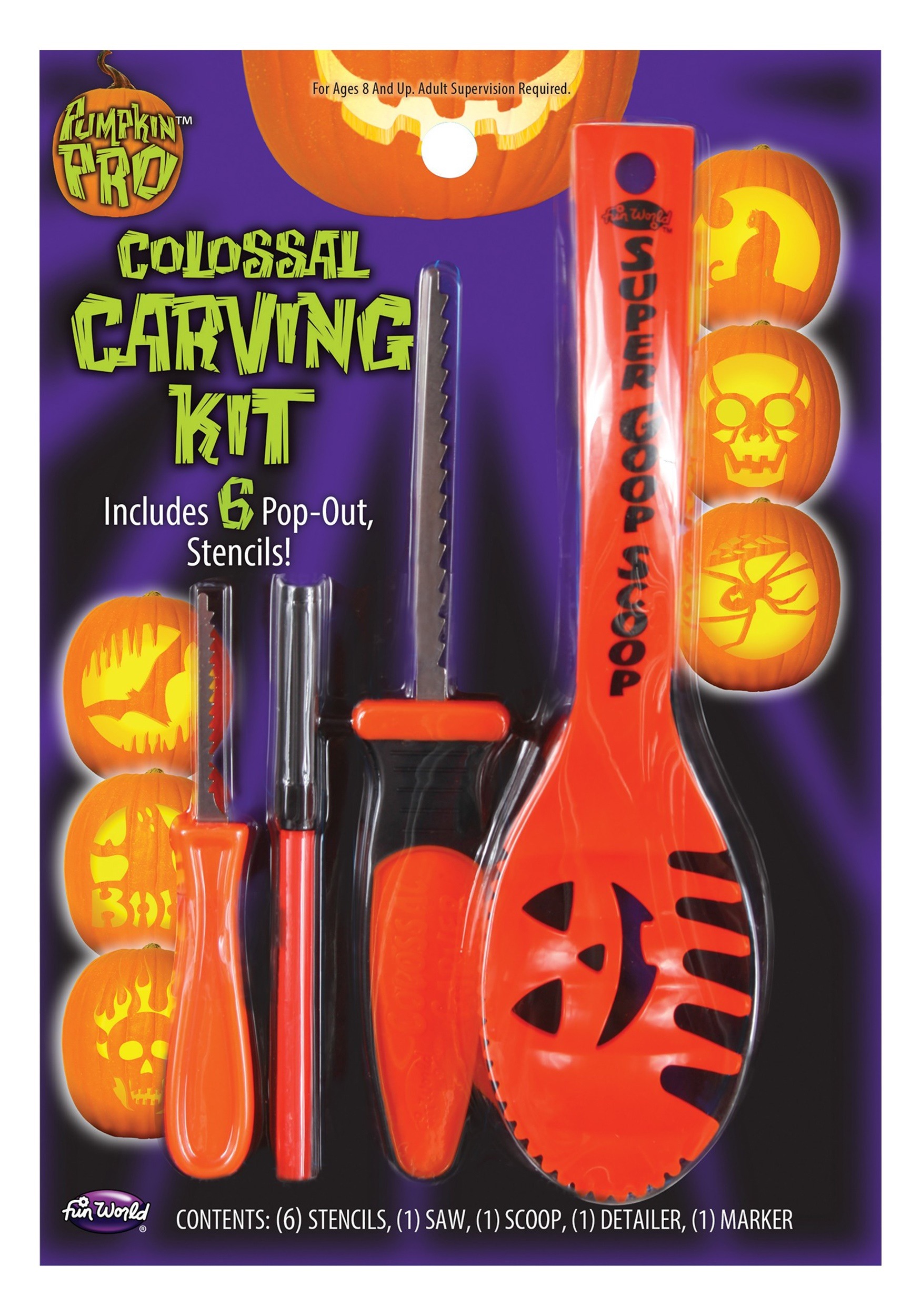 10 Piece Colossal Orange Pumpkin Carving Kit