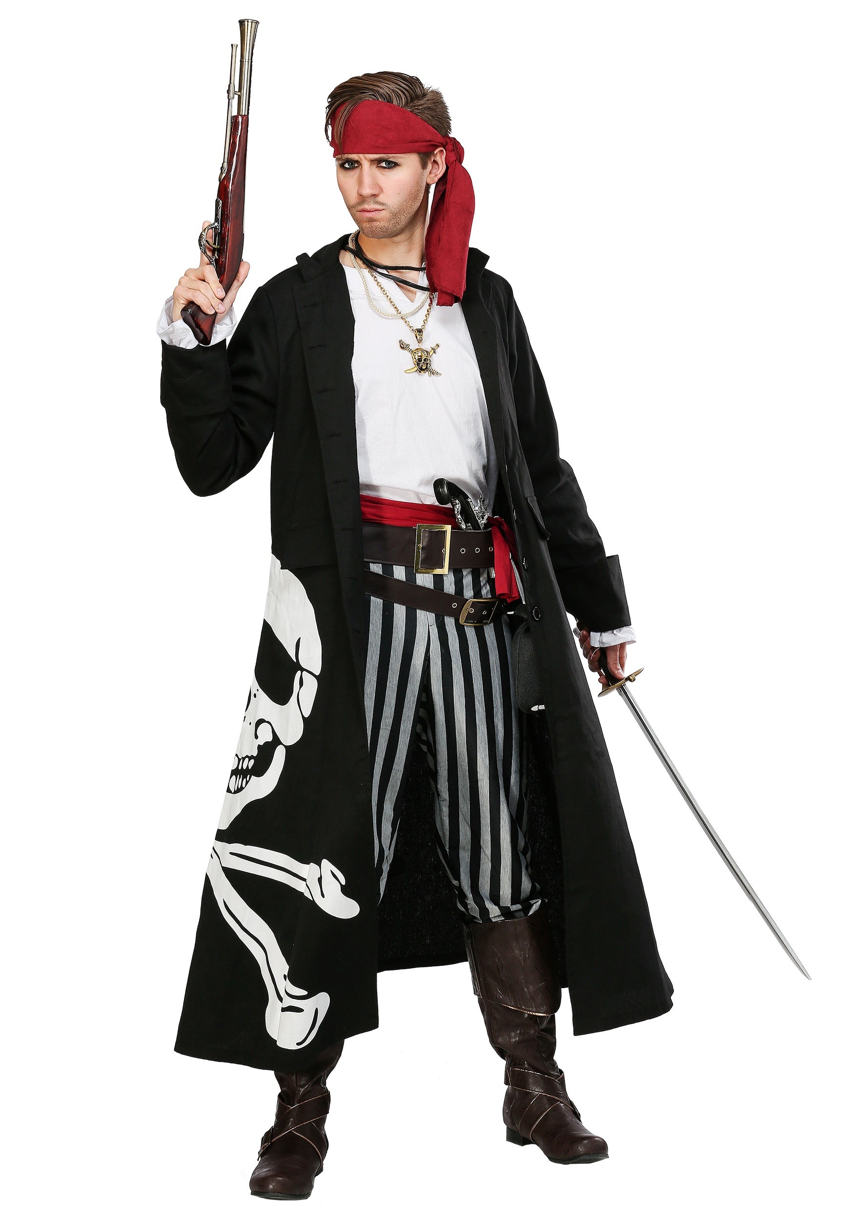 Pirate Flag Captain Plus Size Costume for Men 1 Pirate Flag Captain Plus Size Costume for Men