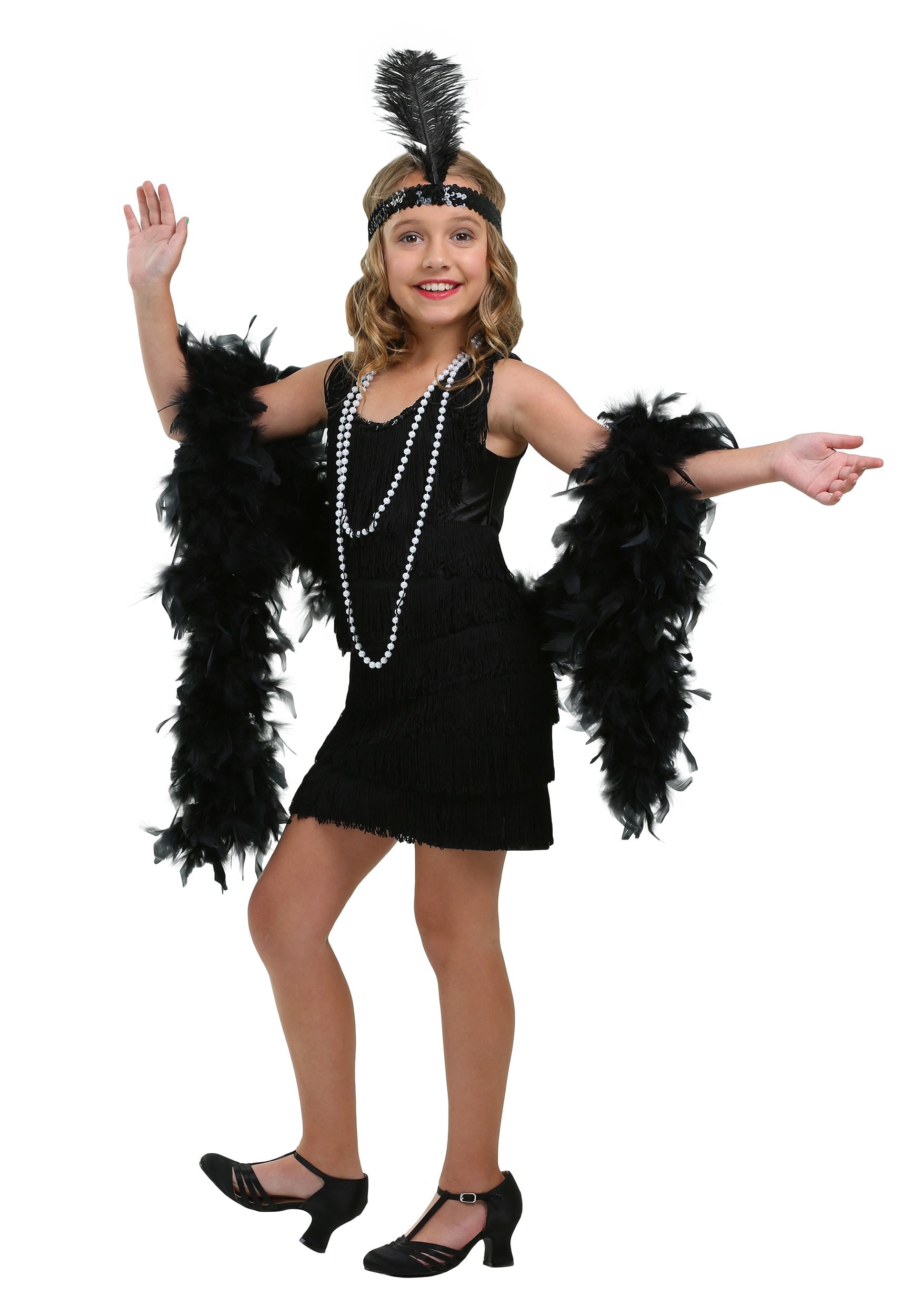 Black Fringe Flapper Costume Dress for Girls