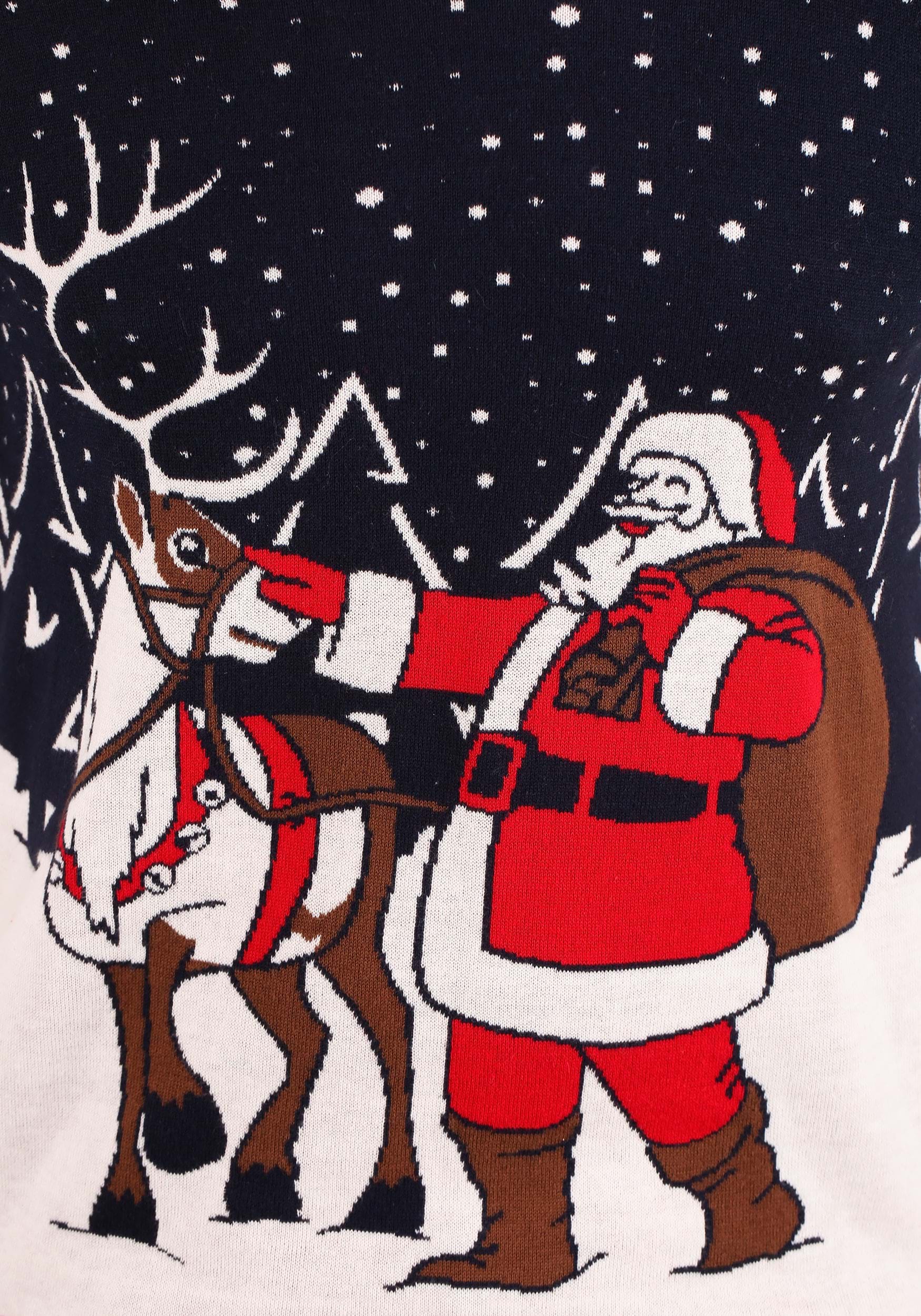 Vintage Santa & Reindeer Ugly Christmas Sweater for Adults