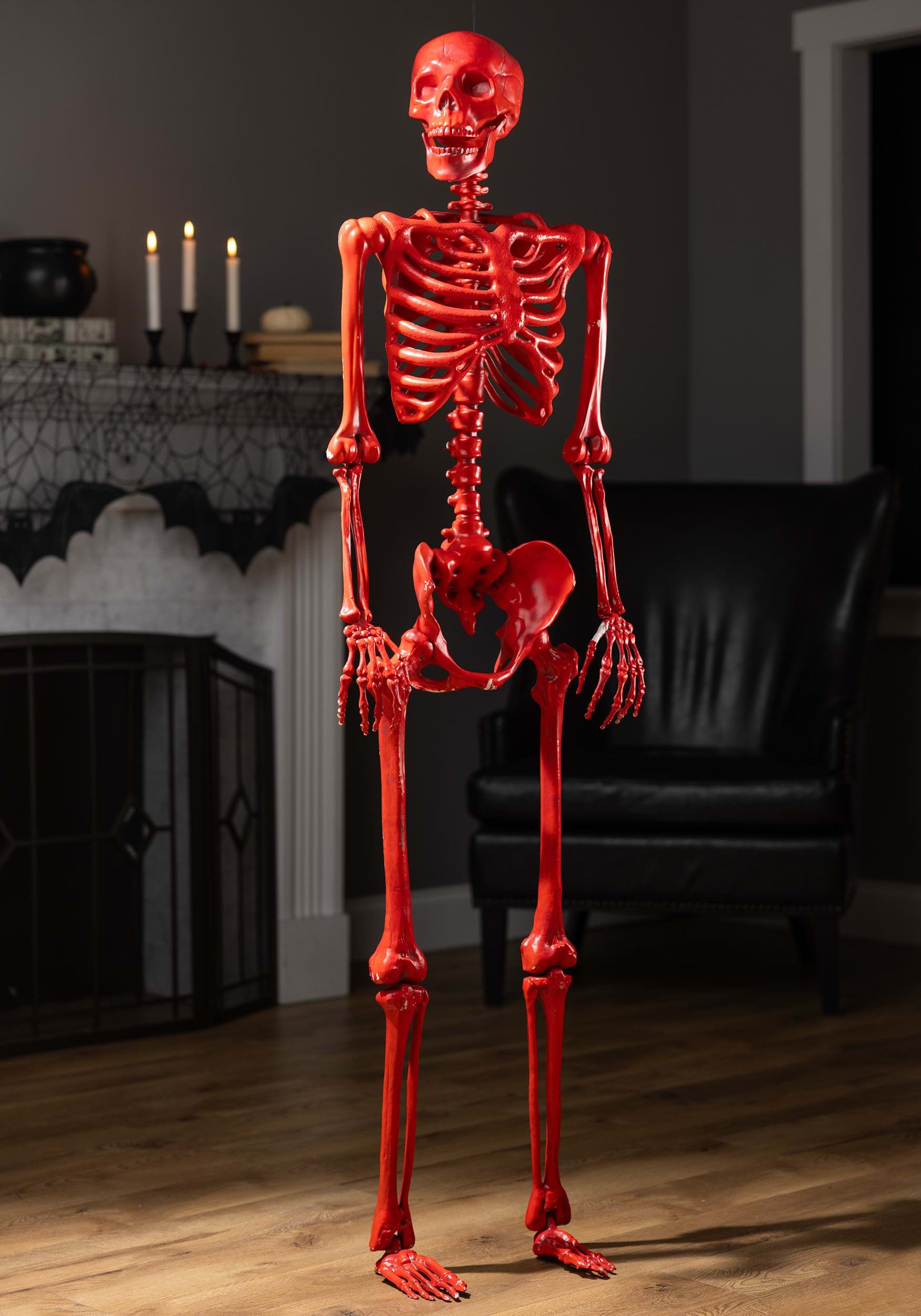 5FT Crazy Bones Poseable Skeleton in Red Halloween Decoration