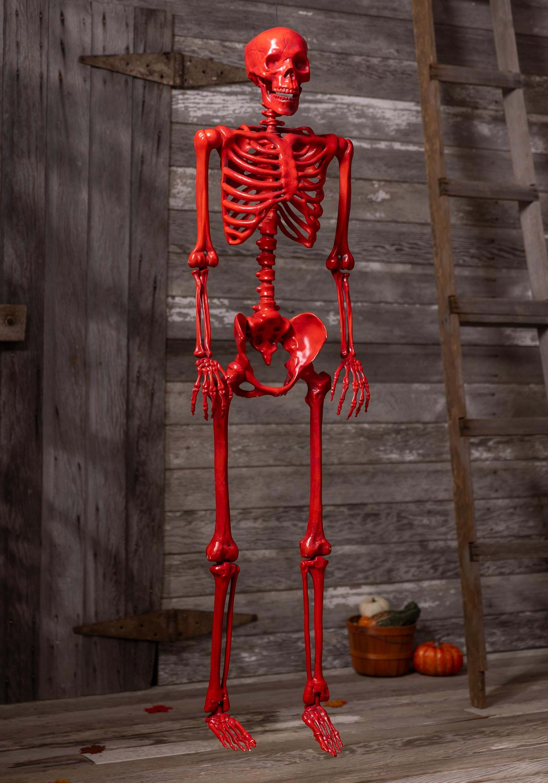 5FT Crazy Bones Poseable Skeleton in Red Halloween Decoration