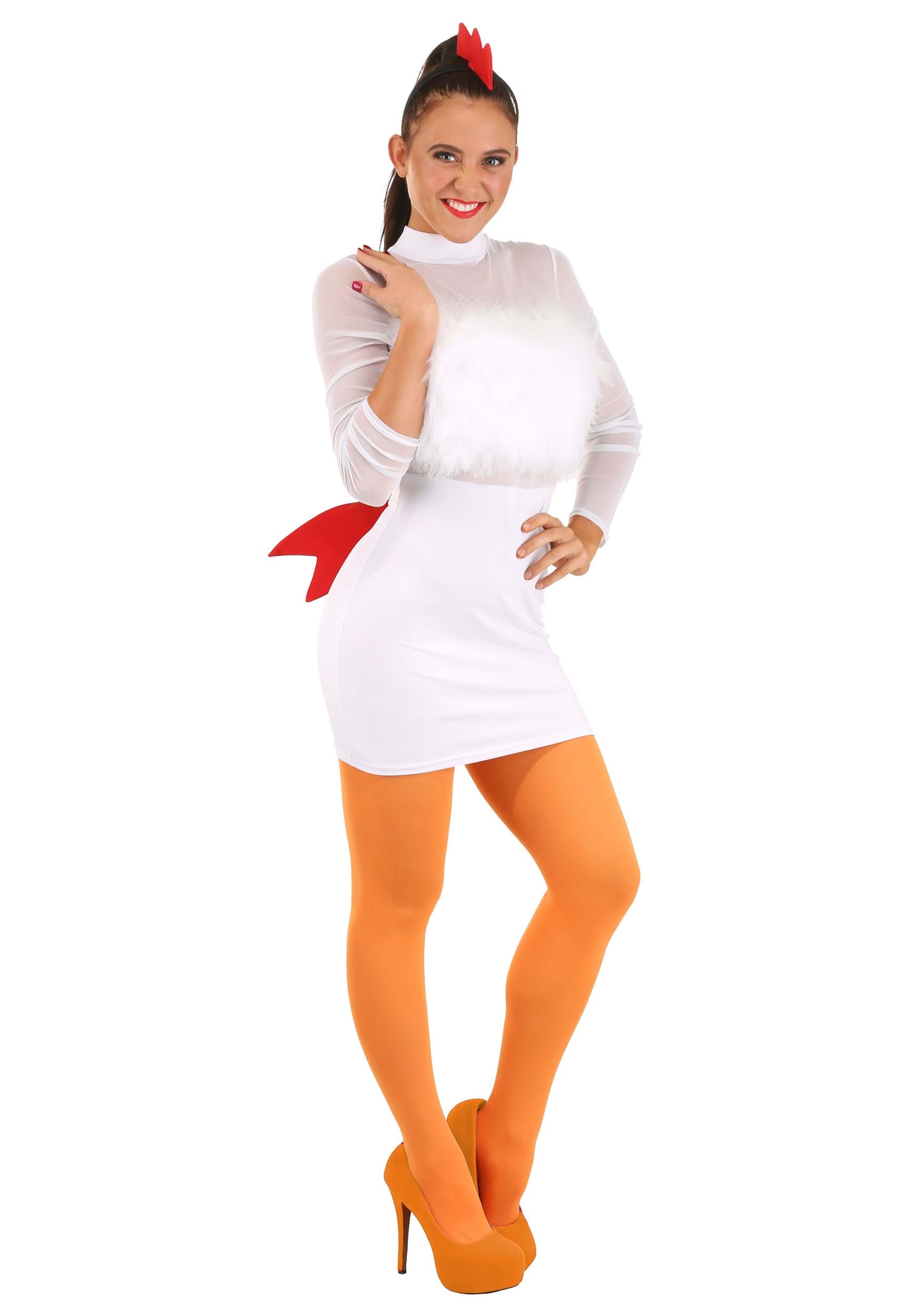 Women's White Chicken Costume Dress