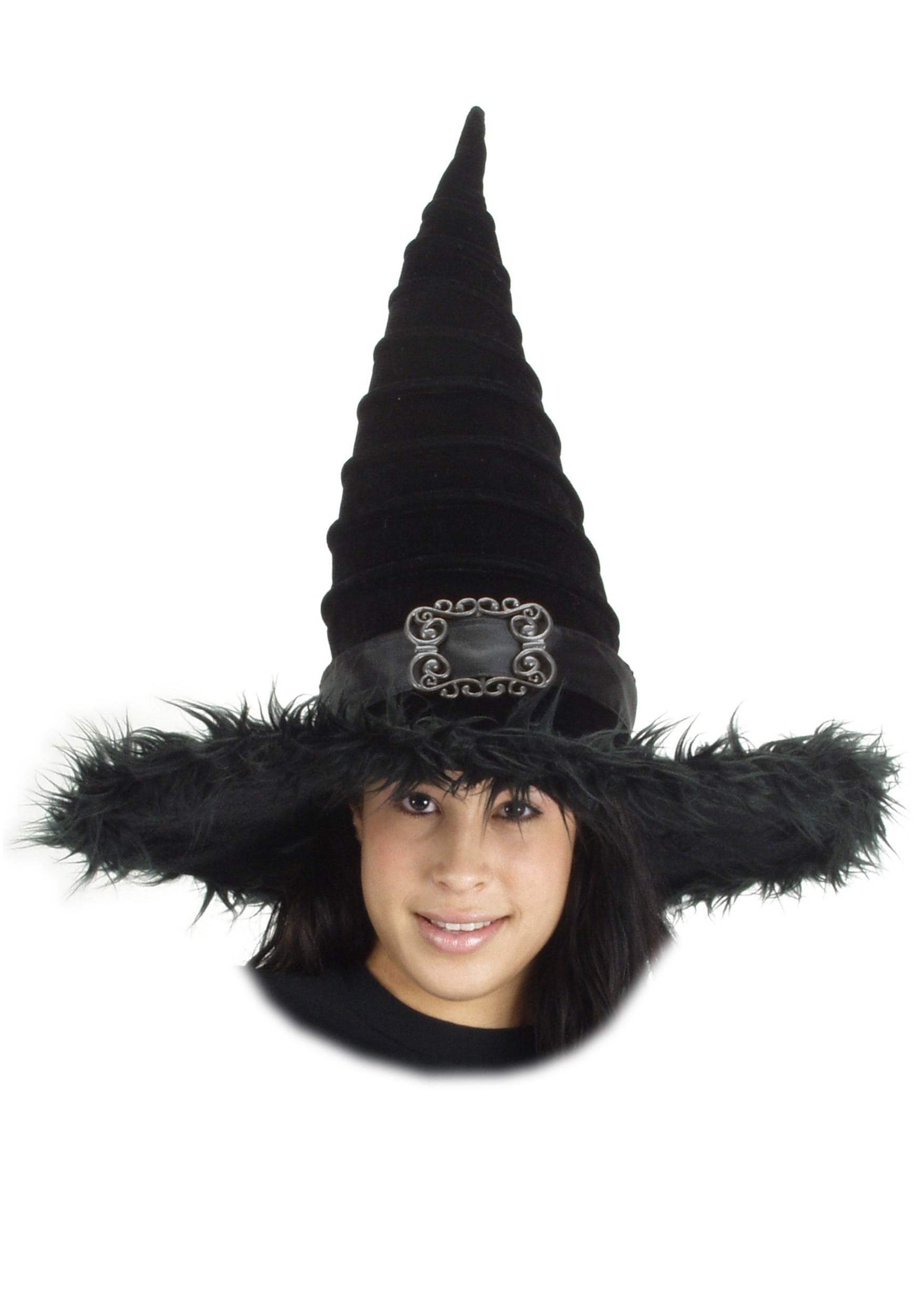 Black Ridged Witch Costume Hat Accessory