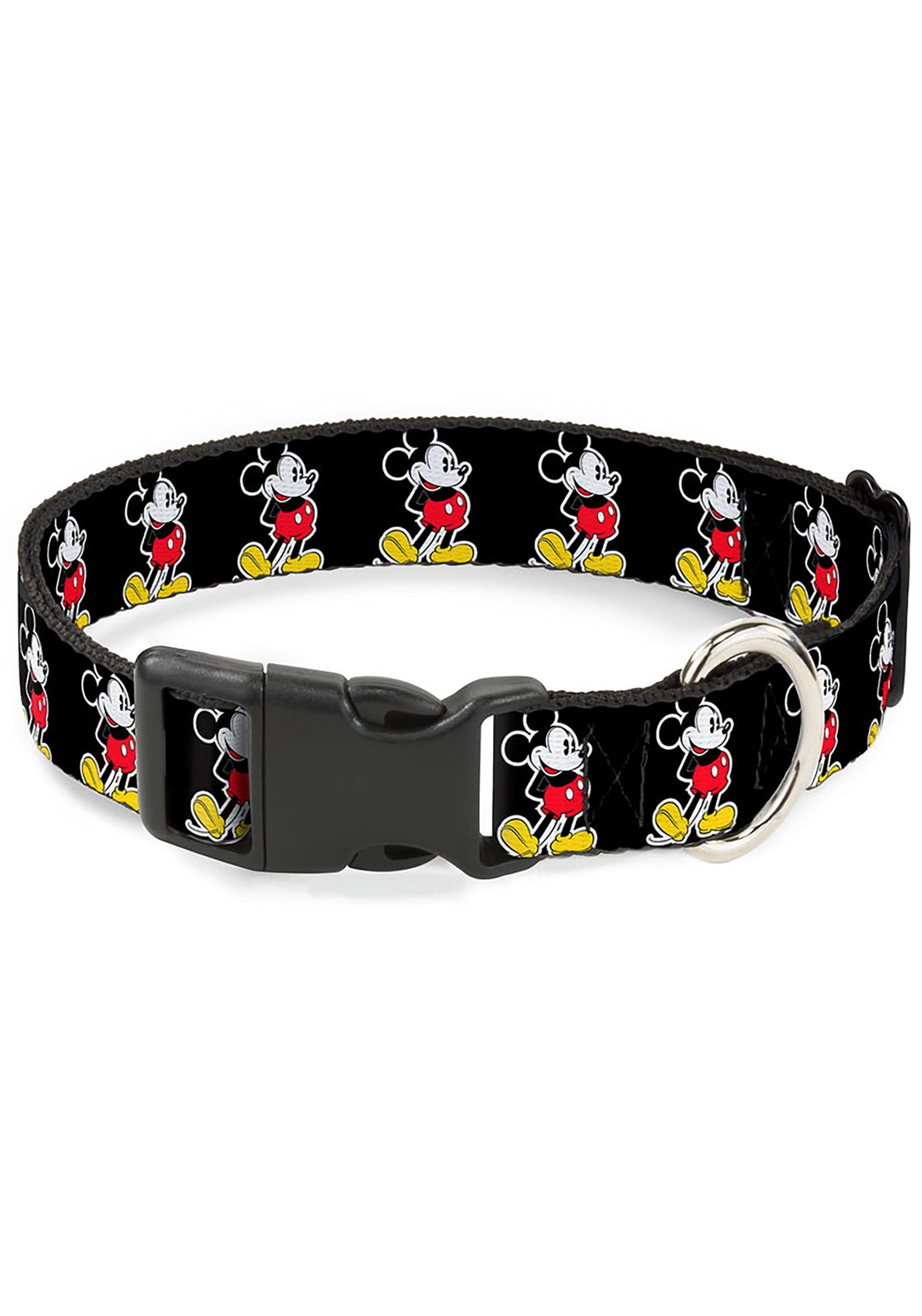 Classic Mickey Mouse Pose Black Plastic Clip Dog Collar