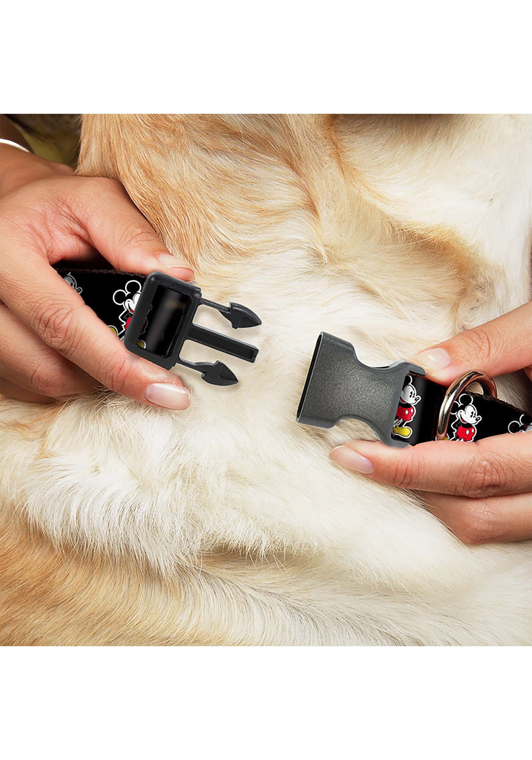 Classic Mickey Mouse Pose Black Plastic Clip Dog Collar