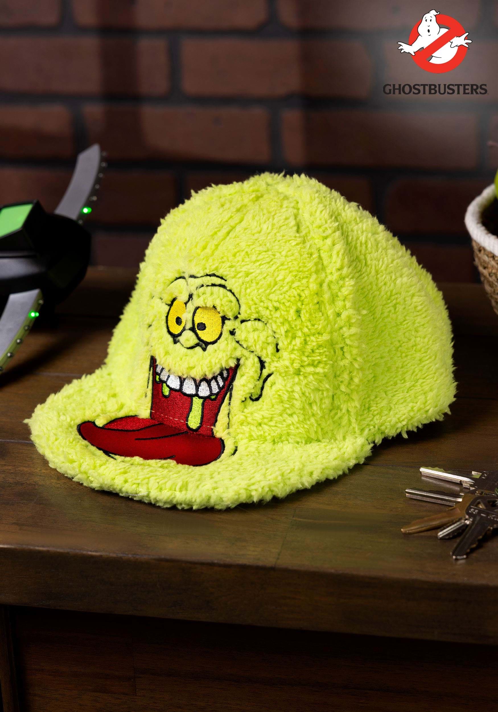 Ghostbusters Slimer Fuzzy Flat Bill Cap 1 Ghostbusters Slimer Fuzzy Flat Bill Cap