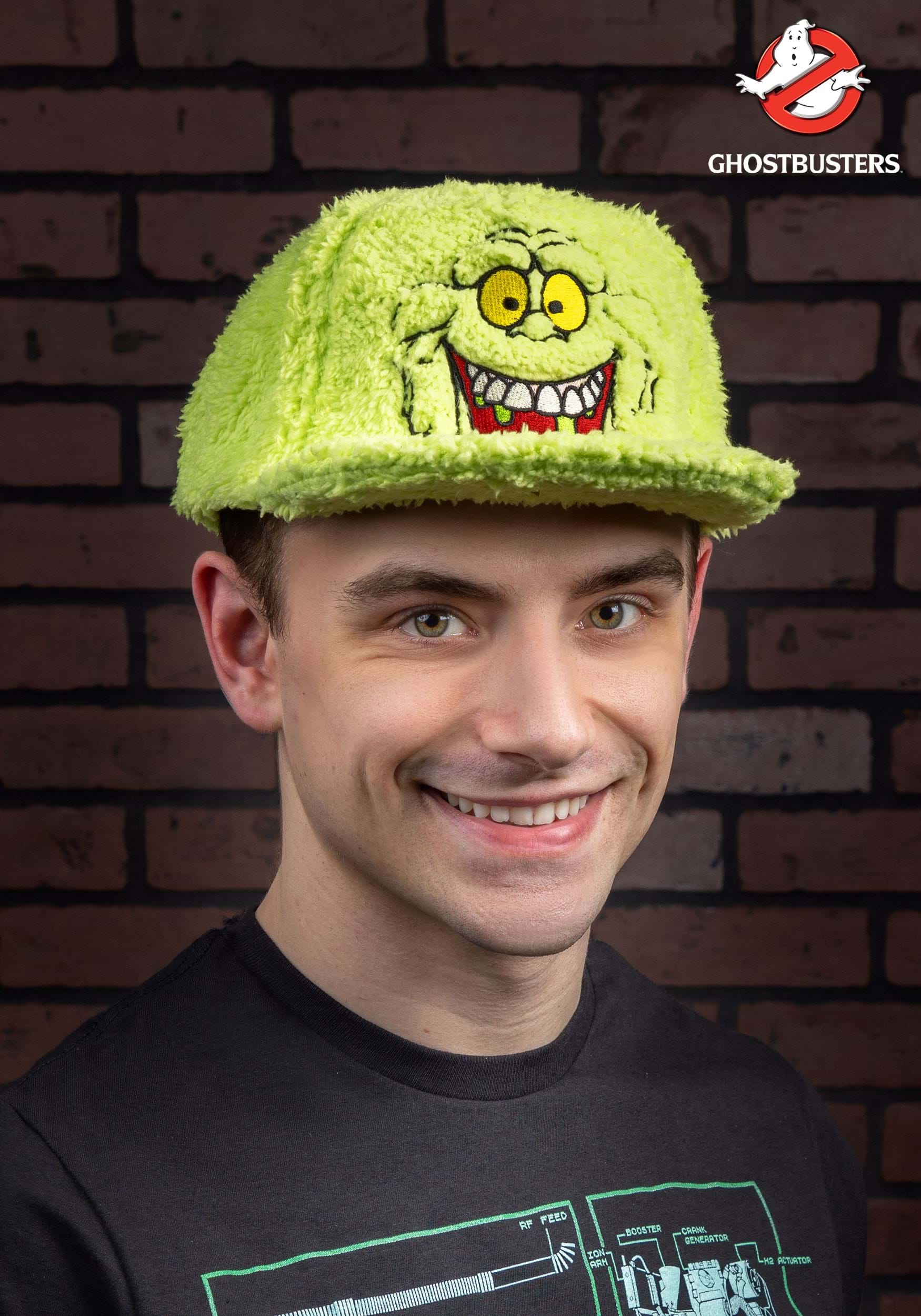 Ghostbusters Slimer Fuzzy Flat Bill Cap 2 Ghostbusters Slimer Fuzzy Flat Bill Cap