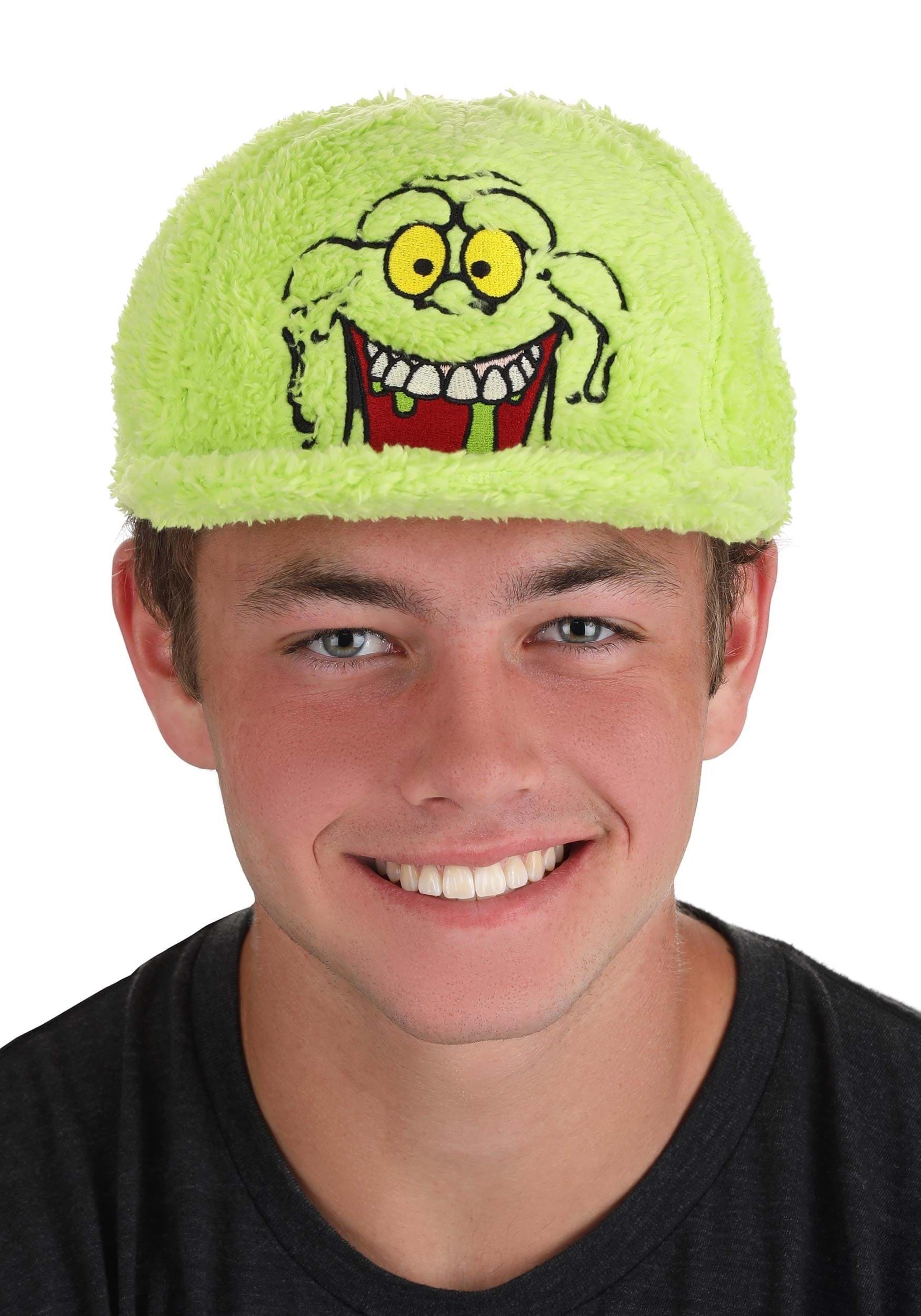 Ghostbusters Slimer Fuzzy Flat Bill Cap 3 Ghostbusters Slimer Fuzzy Flat Bill Cap