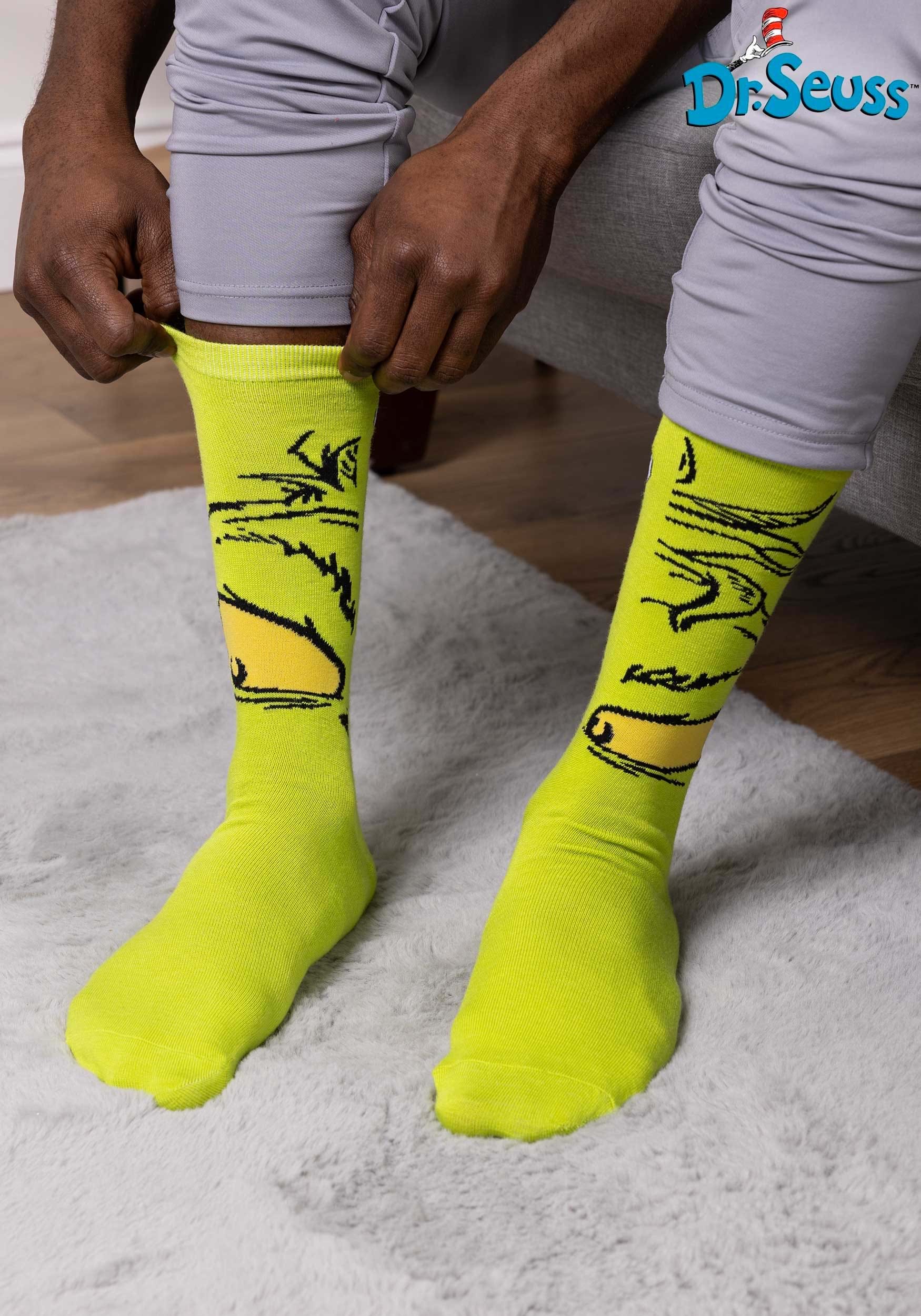 Dr. Seuss The Grinch Costume Crew Socks 1 Dr. Seuss The Grinch Costume Crew Socks