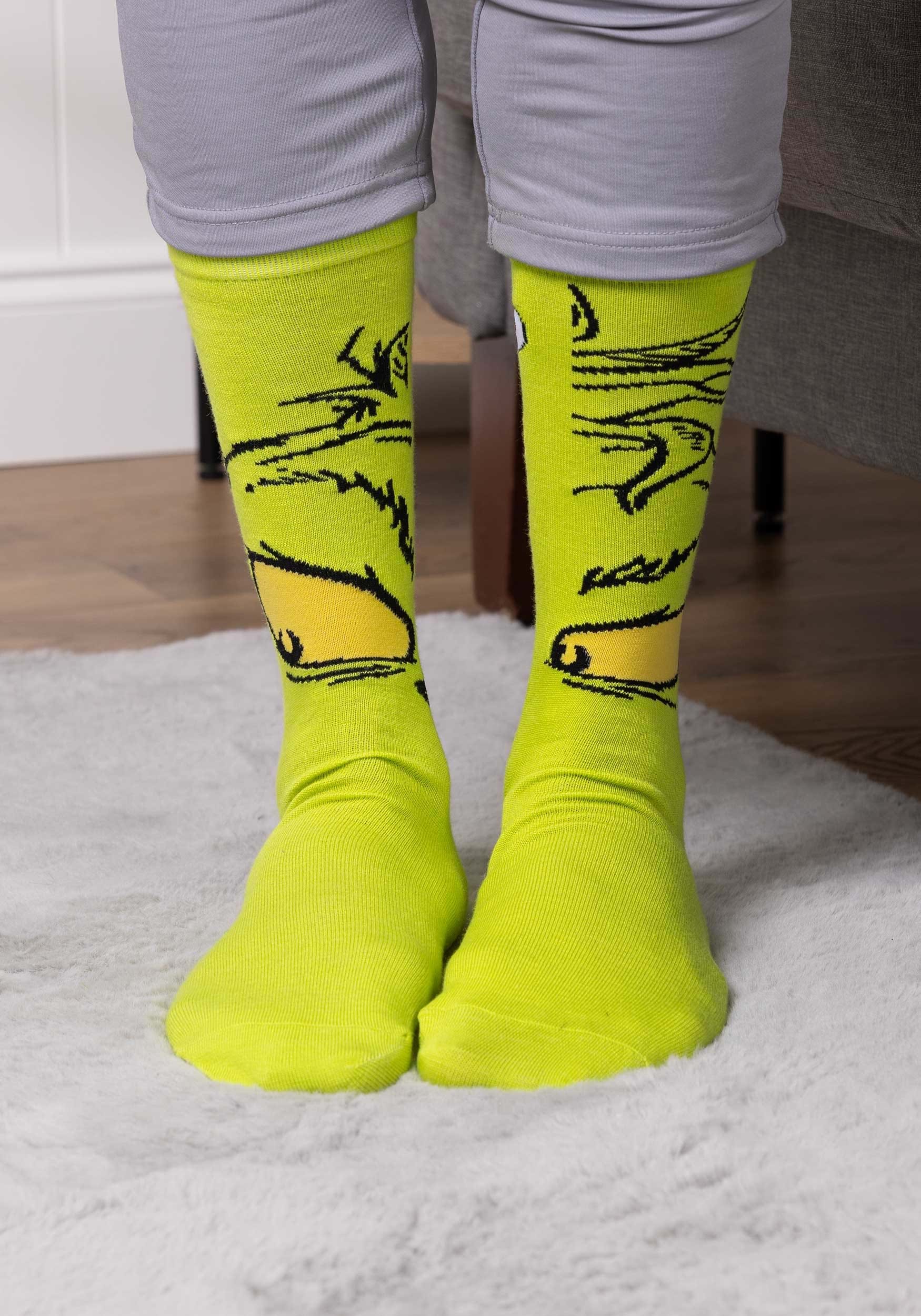 Dr. Seuss The Grinch Costume Crew Socks 6 Dr. Seuss The Grinch Costume Crew Socks