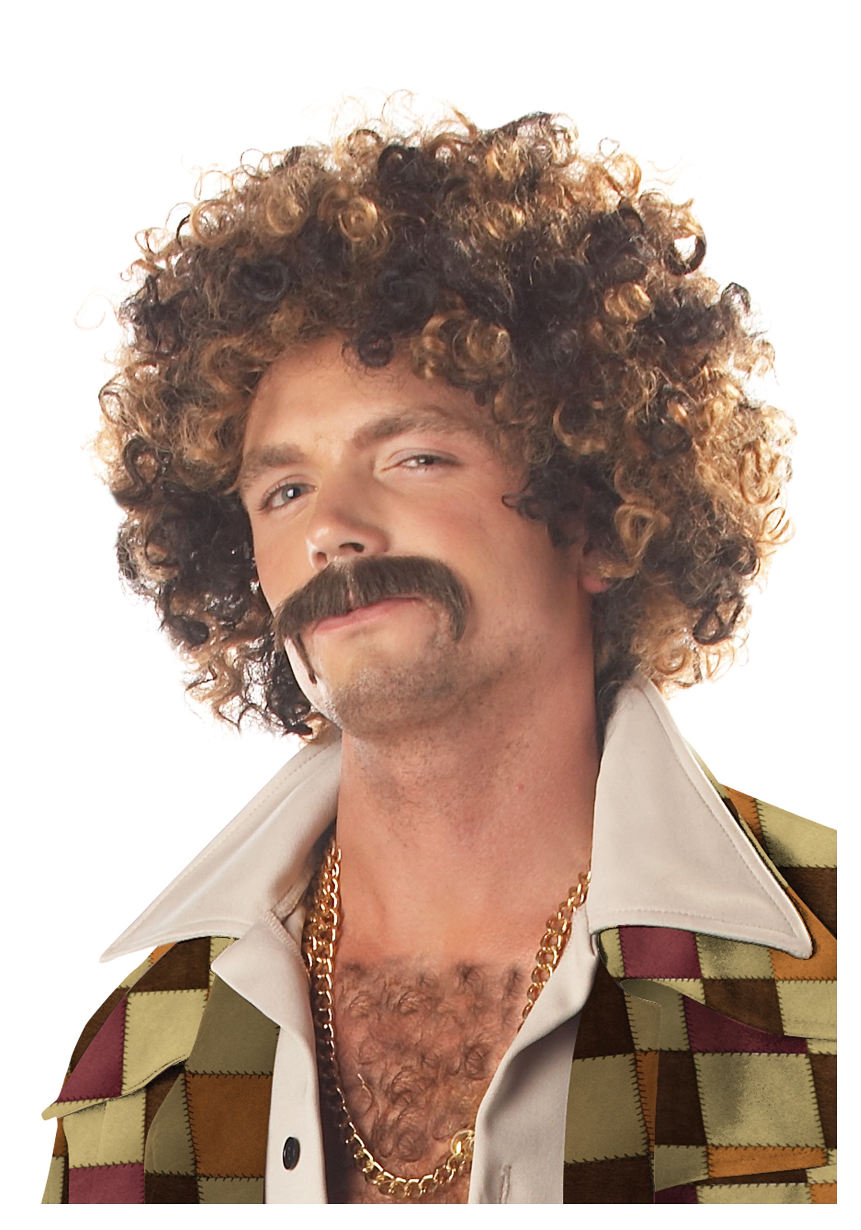 Adult Disco Dirt Bag Wig and Mustache 1 Adult Disco Dirt Bag Wig and Mustache