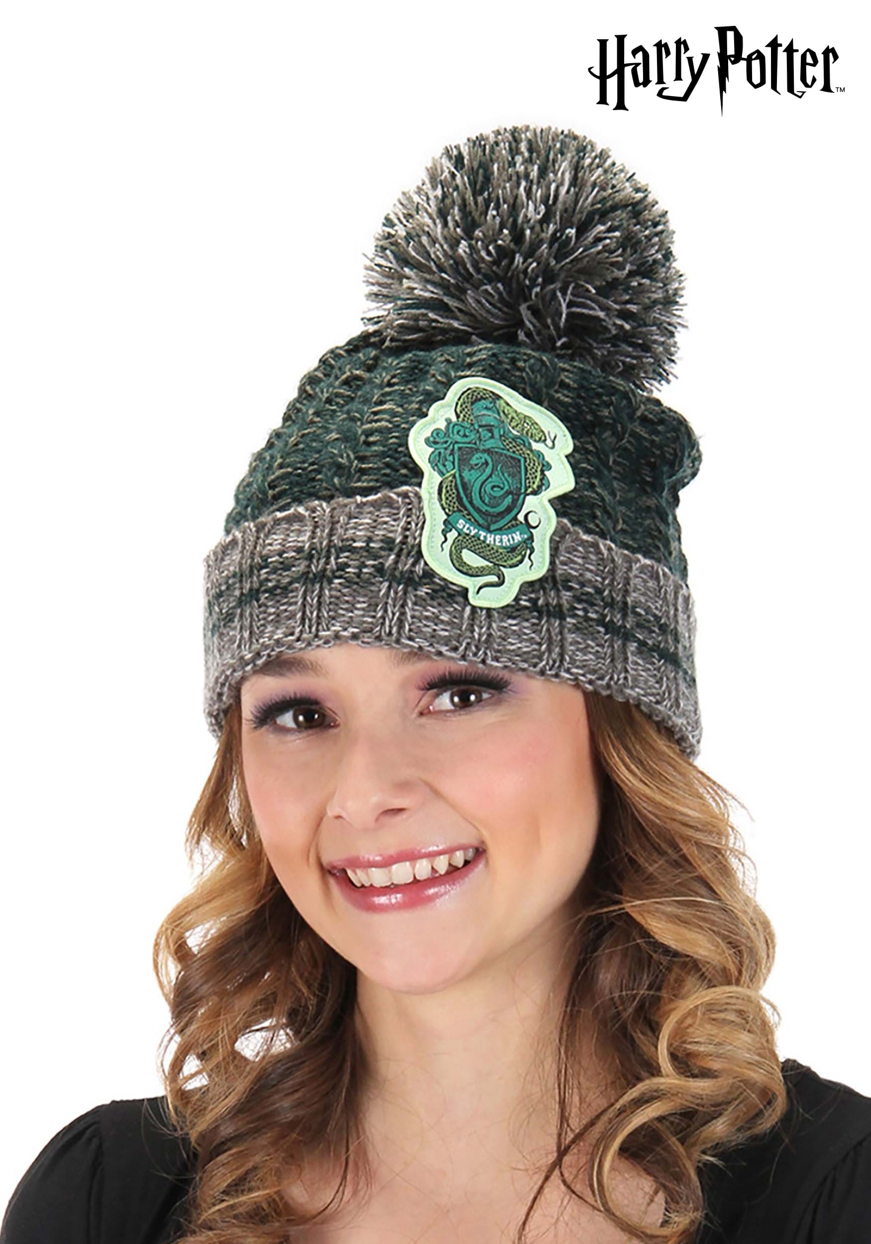 Harry Potter Slytherin Heathered Pom Beanie 1 Harry Potter Slytherin Heathered Pom Beanie