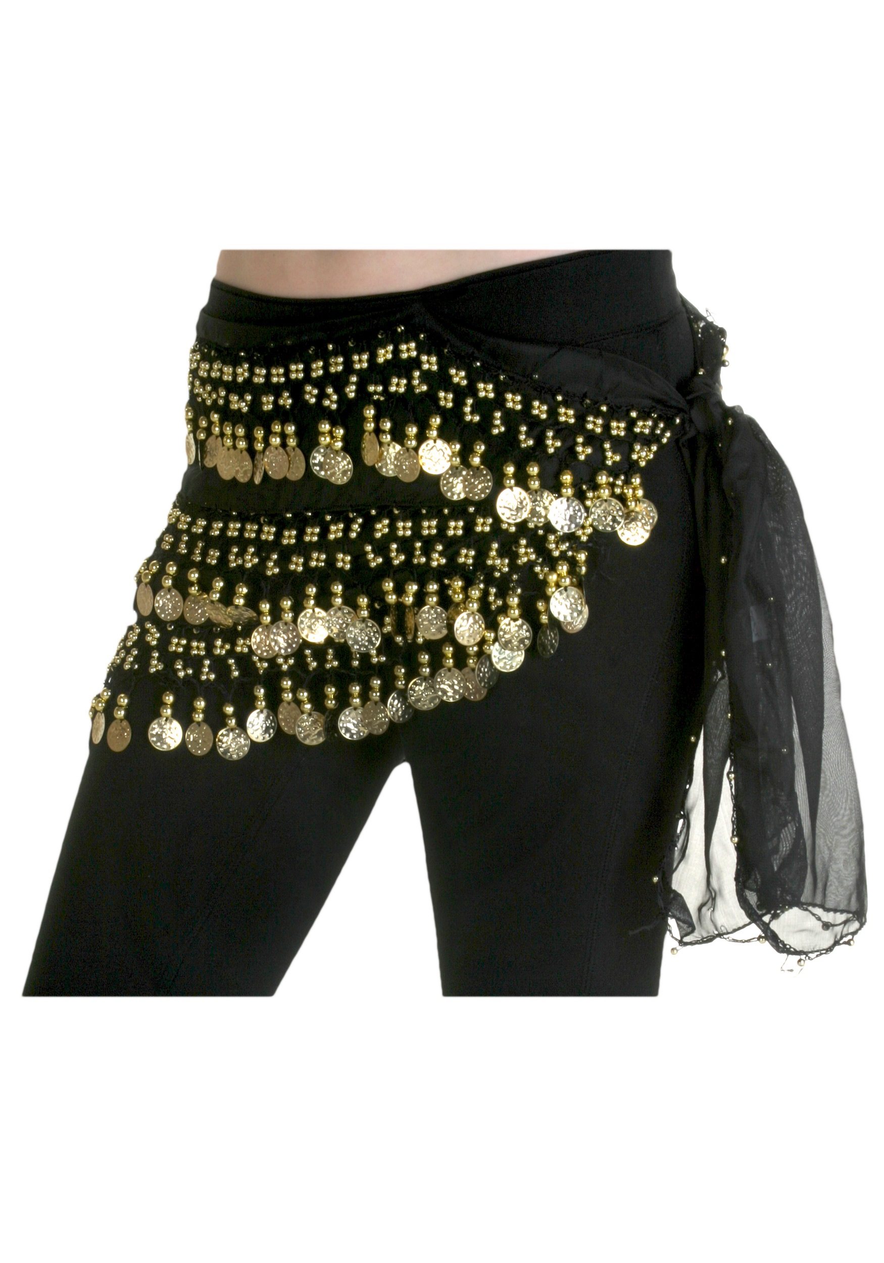 Belly Dancing Black Chiffon Costume Hip Scarf Accessory