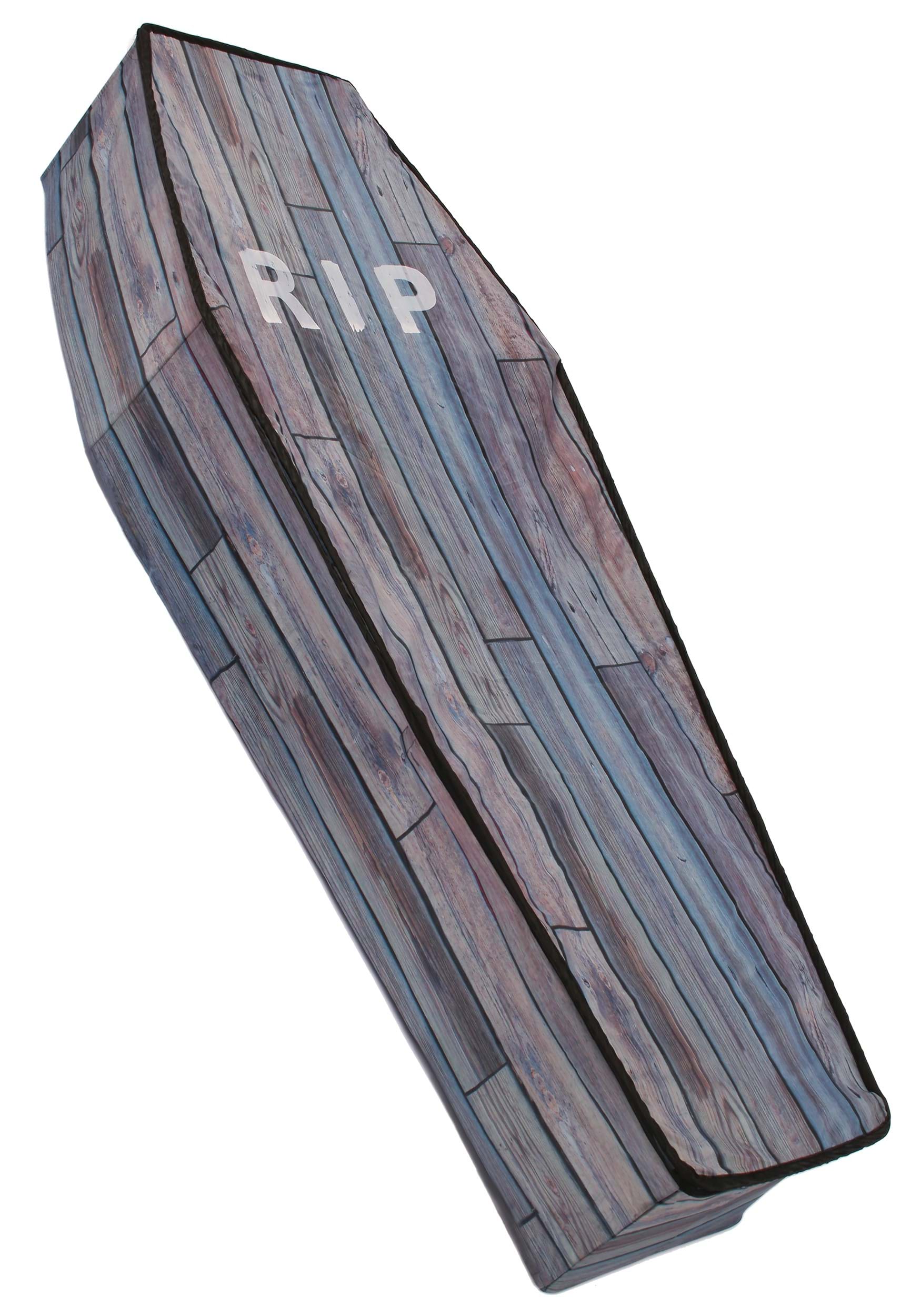 5FT Collapsible Wood Grain Look Coffin Halloween Prop