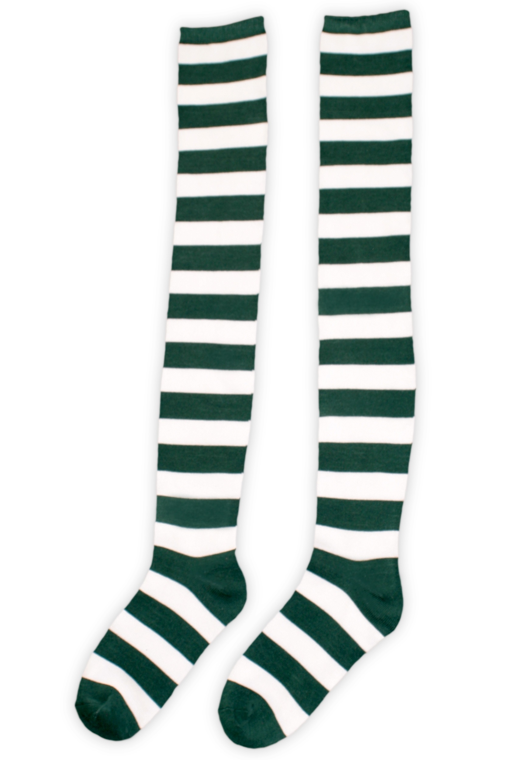 White and Green Long Socks for Women