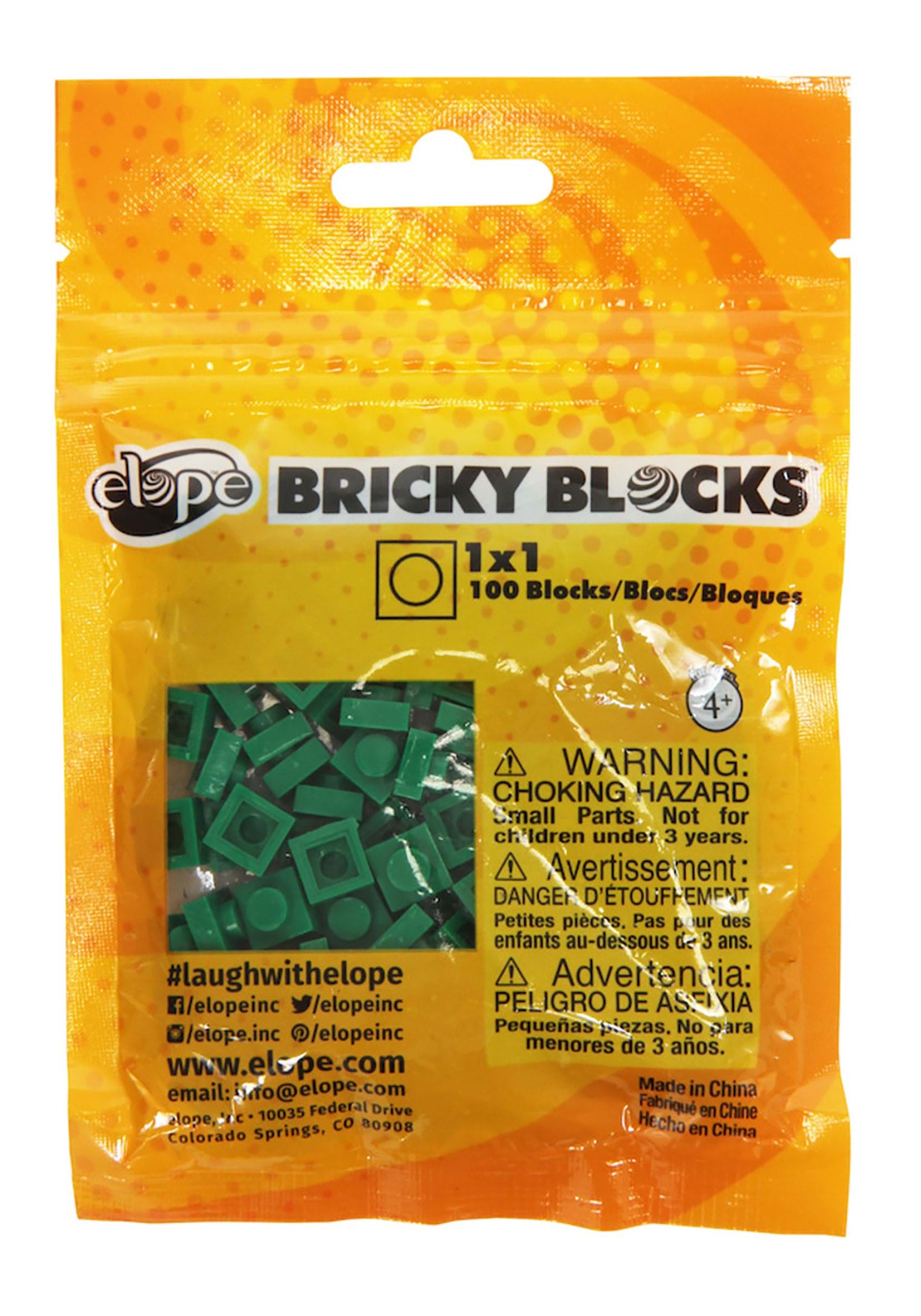 Bricky Blocks 100 Pieces 1x1 Green