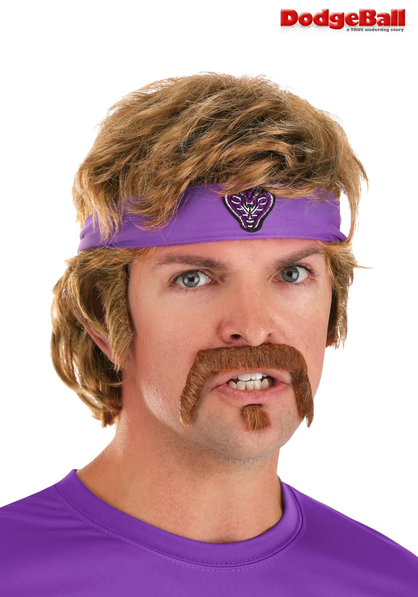 Dodgeball White Goodman Wig and Mustache Costume Kit