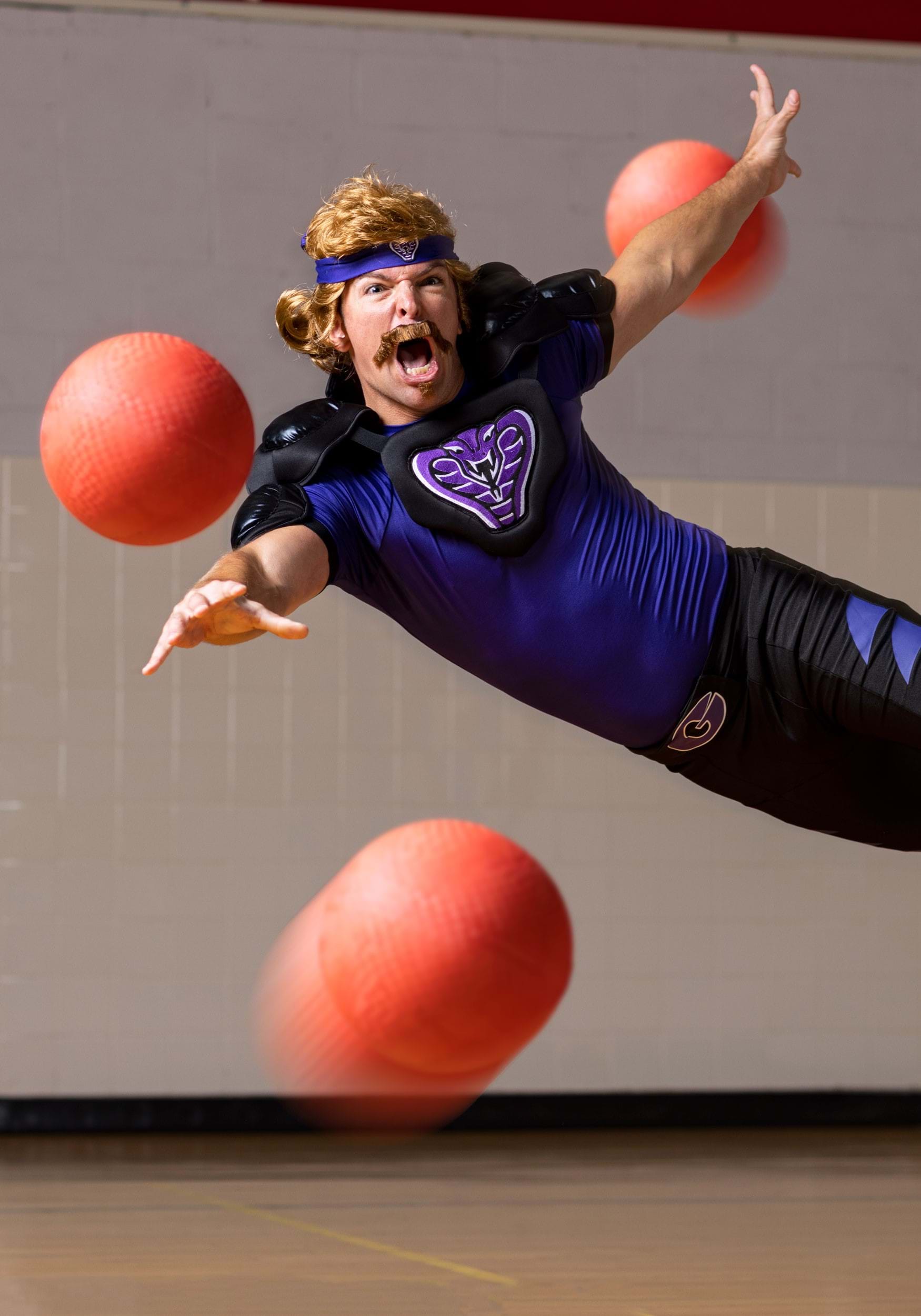 Dodgeball White Goodman Wig and Mustache Costume Kit