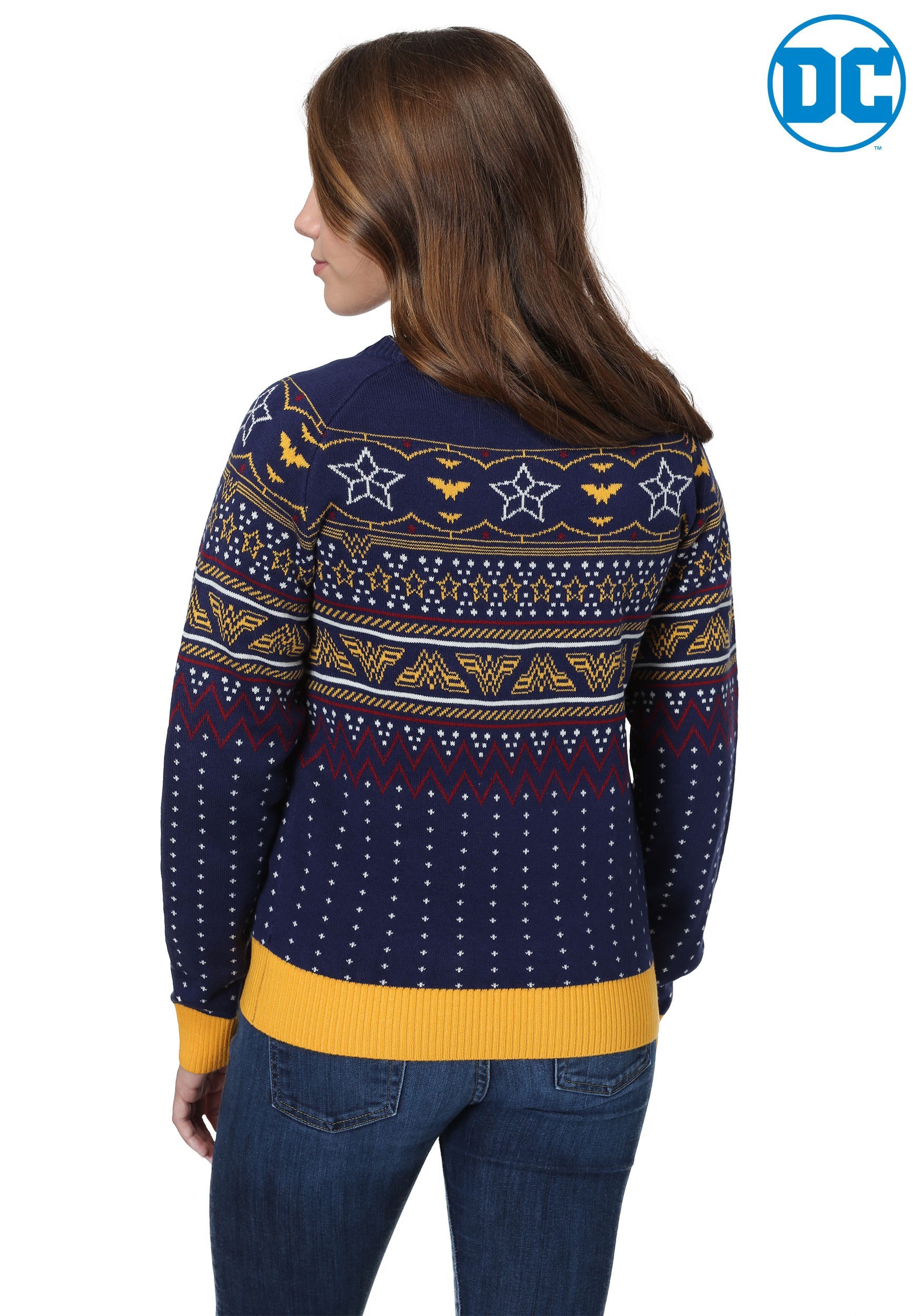 Women's Wonder Woman Navy Ugly Christmas Sweater