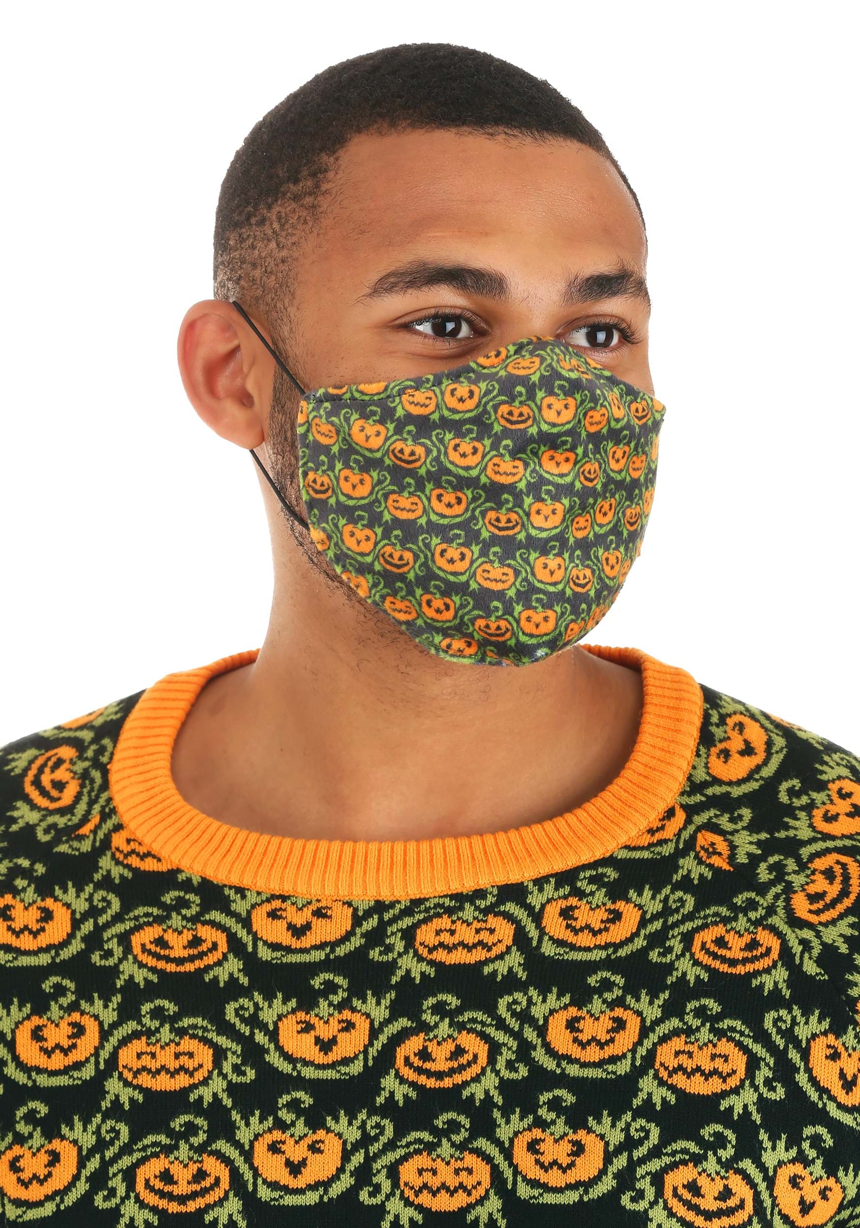 Adult Pumpkins Sublimated Face Mask 5 Adult Pumpkins Sublimated Face Mask